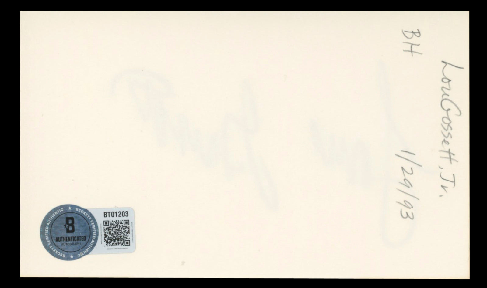 Louis Gossett Jr. An Officer and a Gentleman Authentic Signed 3x5 Index Card BAS #BT01203