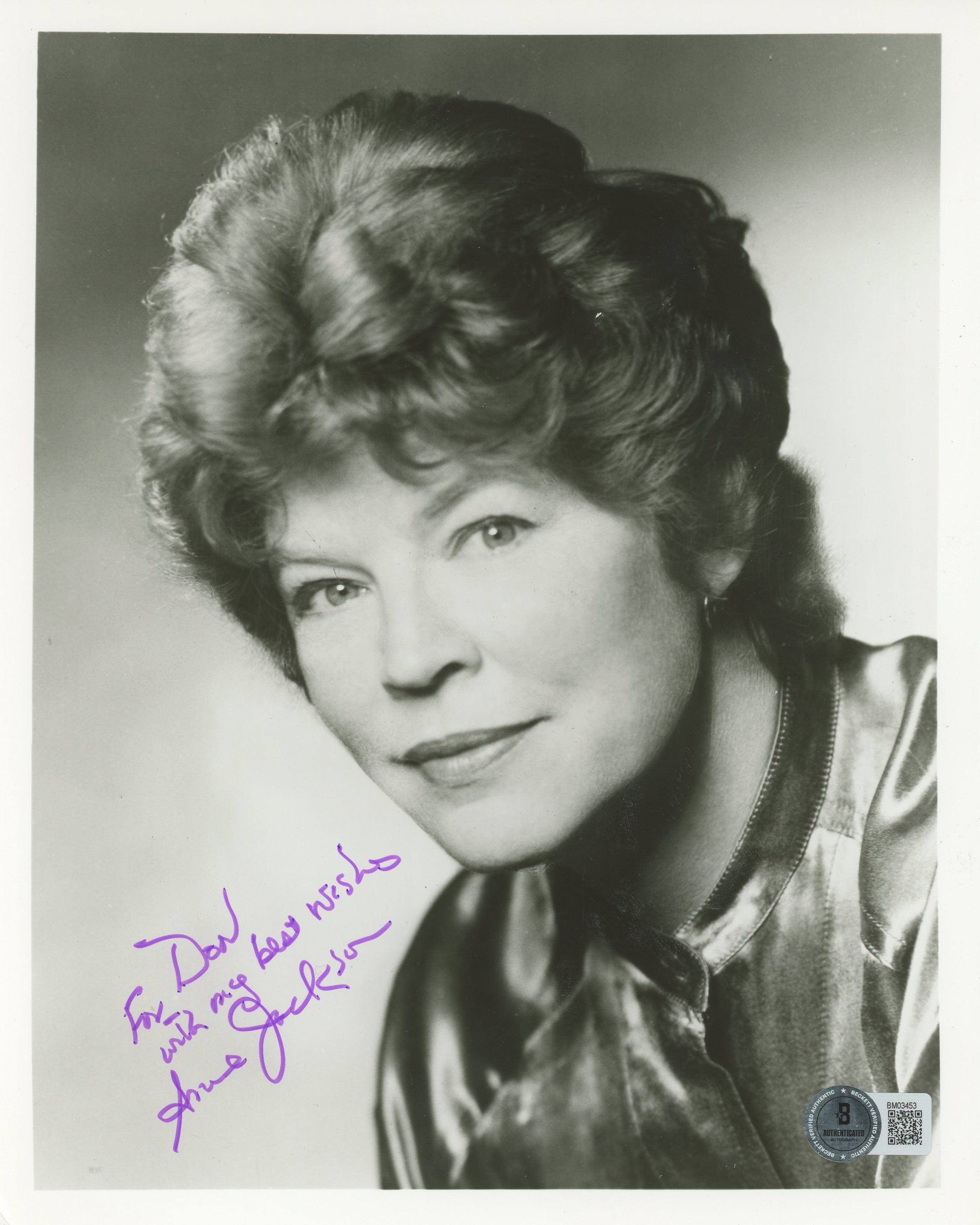 Anne Jackson The Shining "For Don" Authentic Signed 8x10 Photo BAS #BM03453