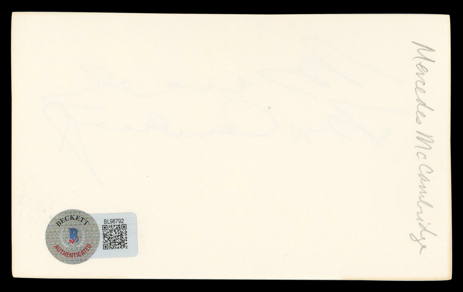 Mercedes McCambridge All the King's Men Signed 3x5 Index Card BAS #BL98792