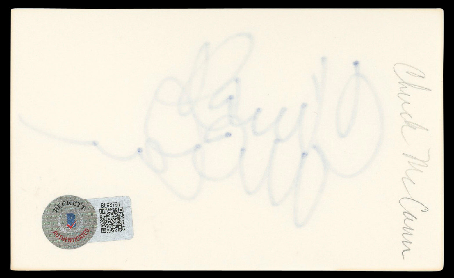 Chuck McCann Dracula: Dead and Loving It Signed 3x5 Index Card BAS #BL98791