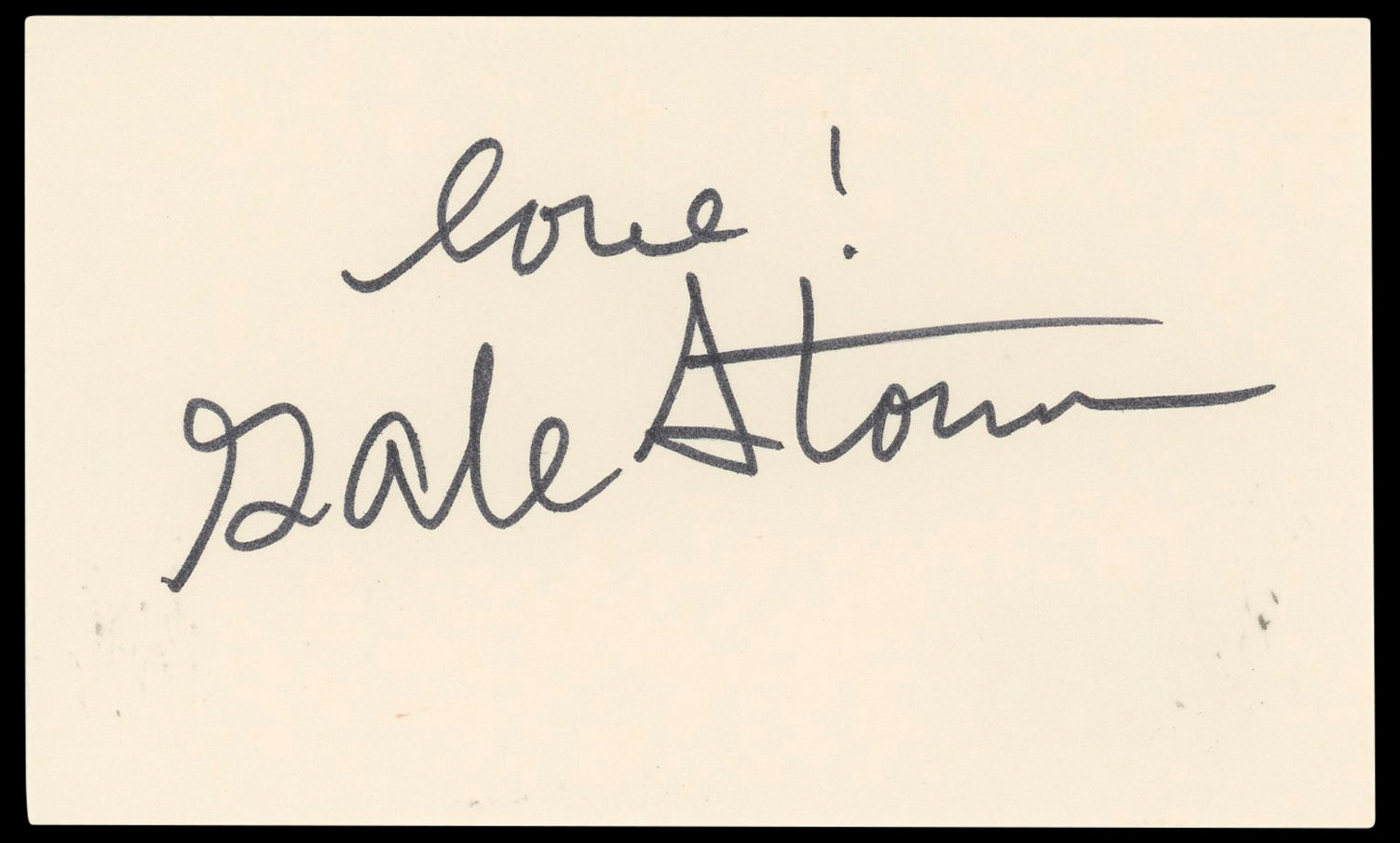 Gale Storm My Little Margie "Love!" Authentic Signed 3x5 Index Card BAS #BN33269