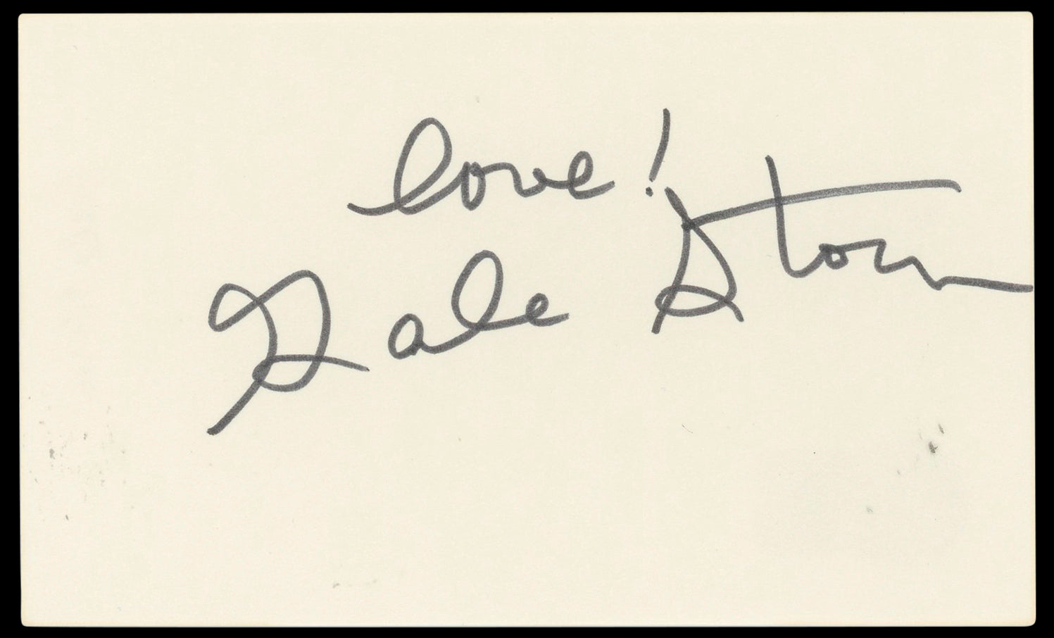Gale Storm My Little Margie "Love!" Authentic Signed 3x5 Index Card BAS #BN33270