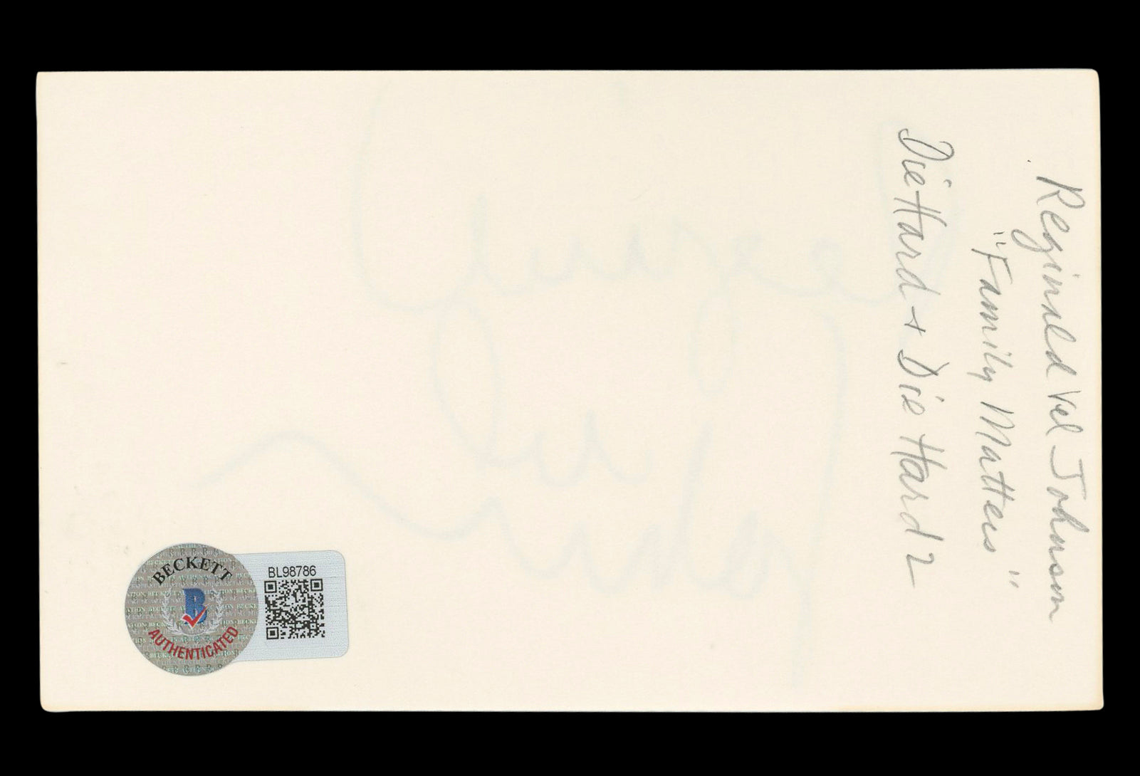 Reginald VelJohnson Family Matters Authentic Signed 3x5 Index Card BAS #BL98786