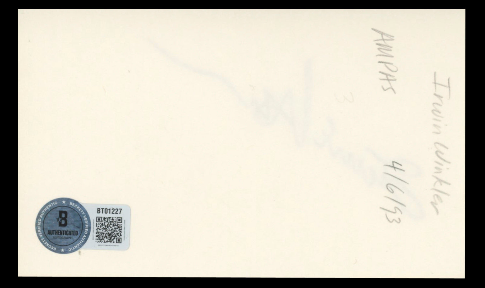 Irwin Winkler Double Trouble Authentic Signed 3x5 Index Card BAS #BT01227