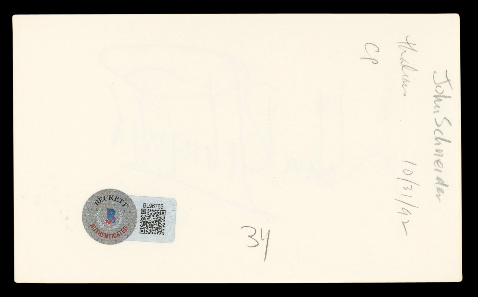 John Schneider The Dukes Of Hazzard Authentic Signed 3x5 Index Card BAS #BL96765