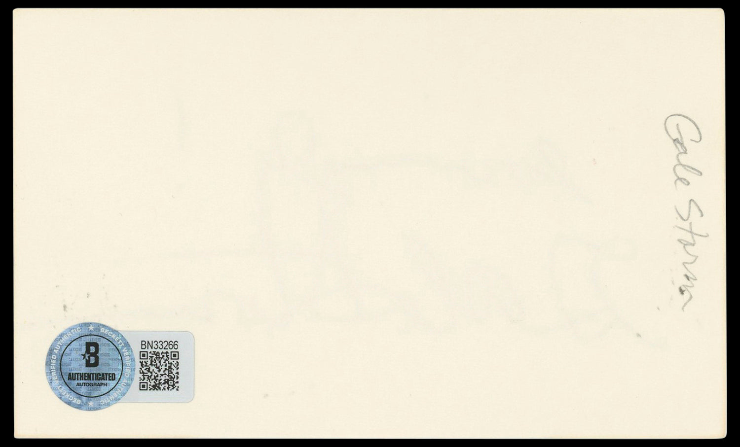 Gale Storm My Little Margie "Lovingly!" Signed 3x5 Index Card BAS #BN33266