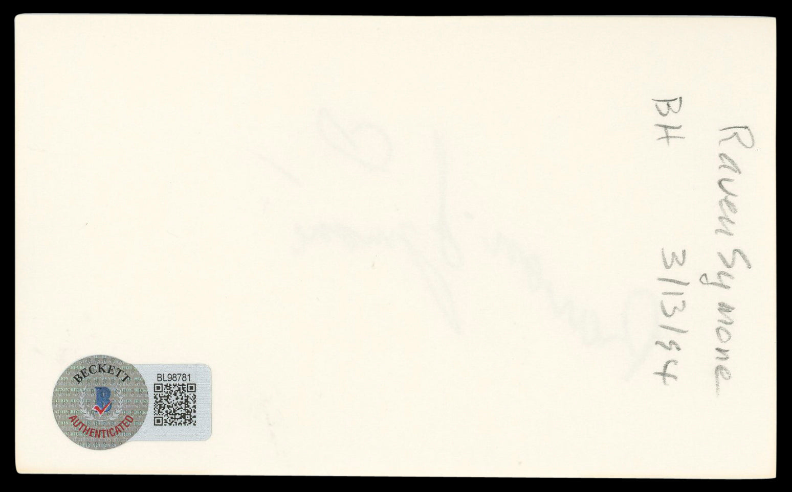 Raven Symone That's So Raven Authentic Signed 3x5 Index Card BAS #BL98781