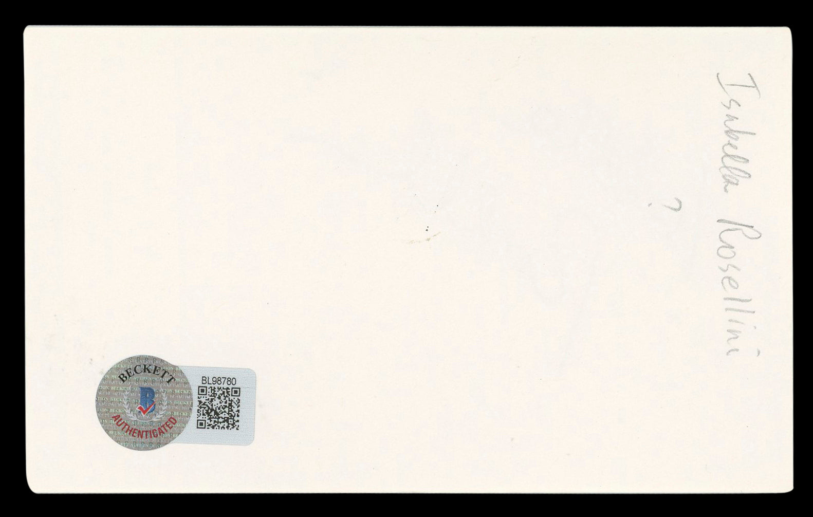 Isabella Rossellini Blue Velvet Authentic Signed 3x5 Index Card BAS #BL98780