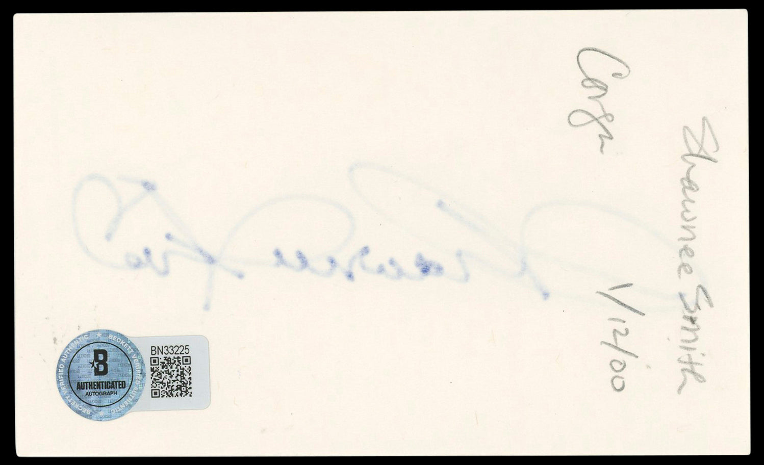 Shawnee Smith Saw Authentic Signed 3x5 Index Card Autographed BAS #BN33225