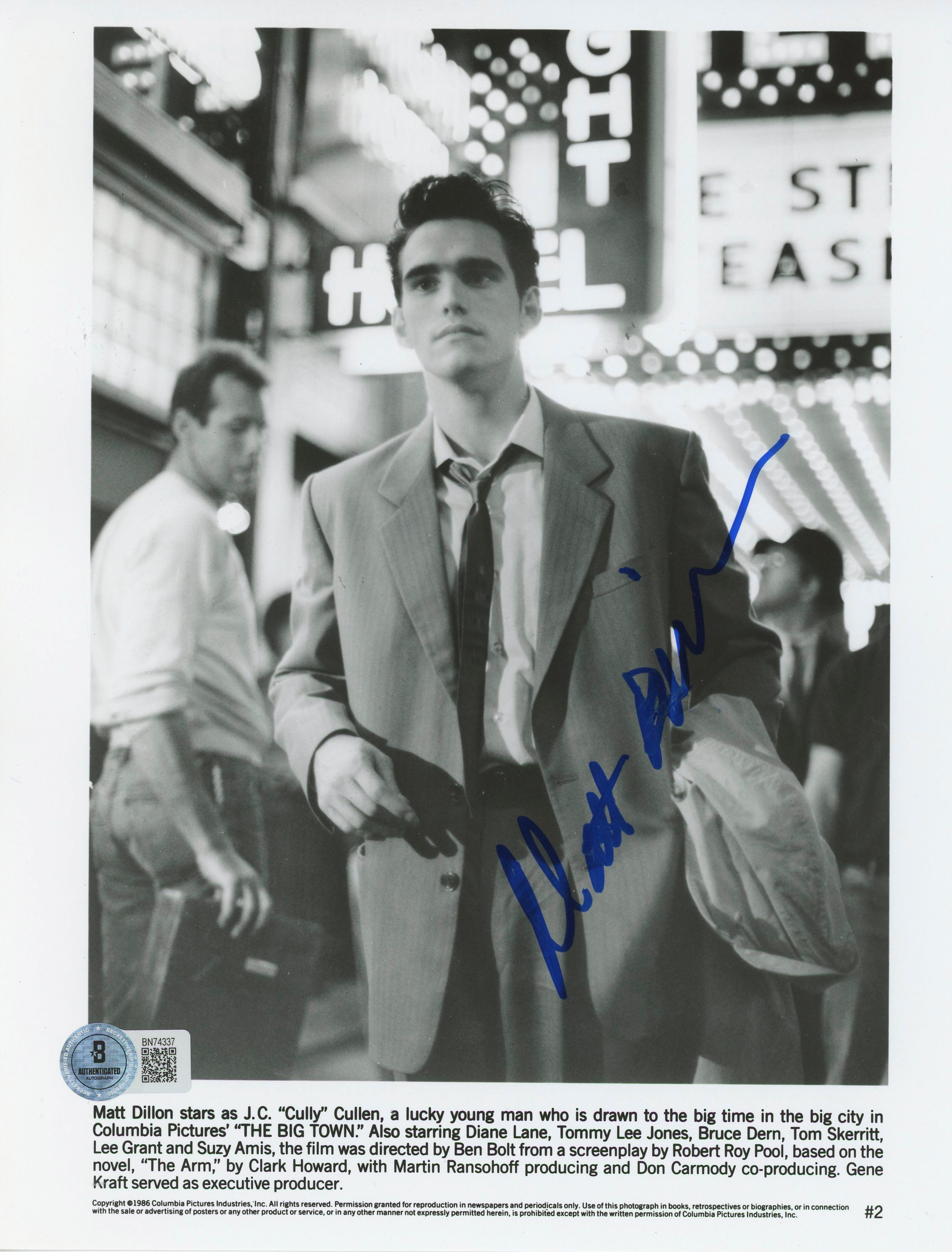 Matt Dillon The Big Town Authentic Signed 8x10 Photo Autographed BAS #BN74337