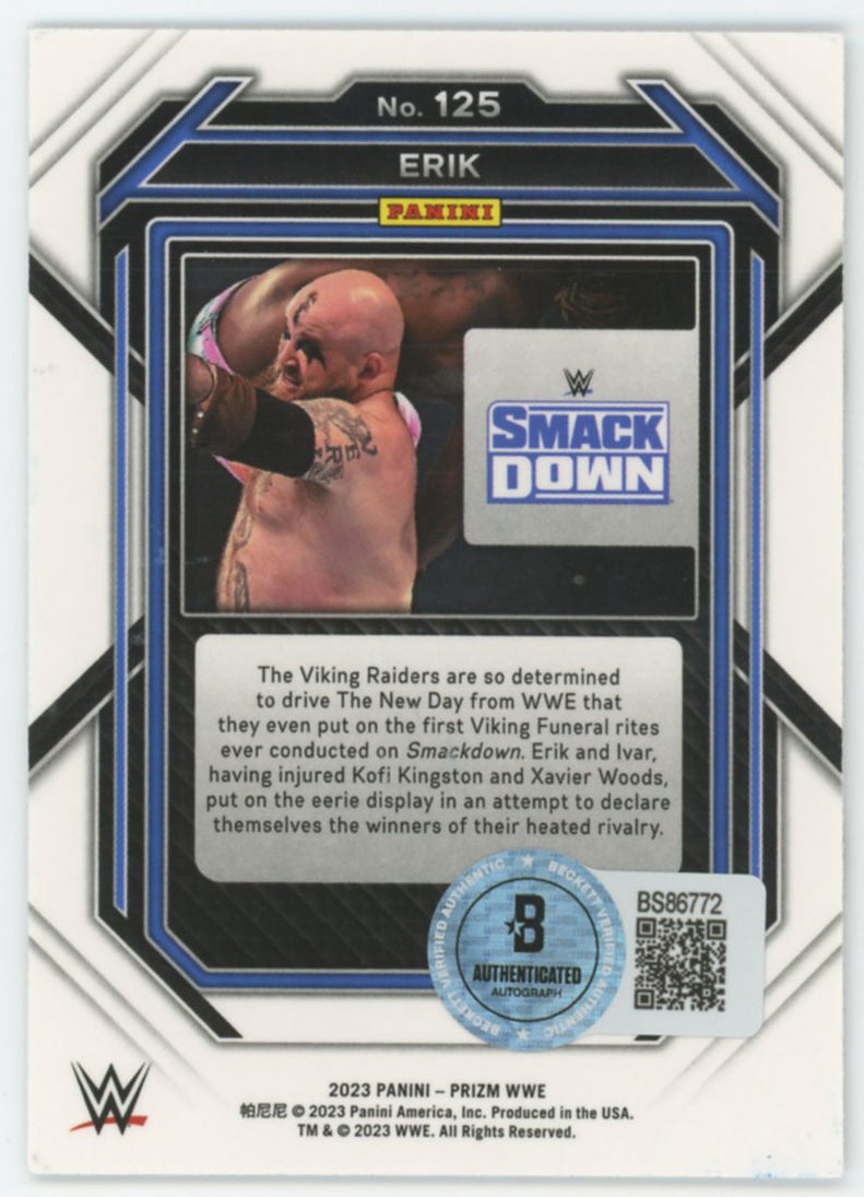 Erik WWE Authentic Signed 2023 Panini Prizm #125 Card BAS #BS86772