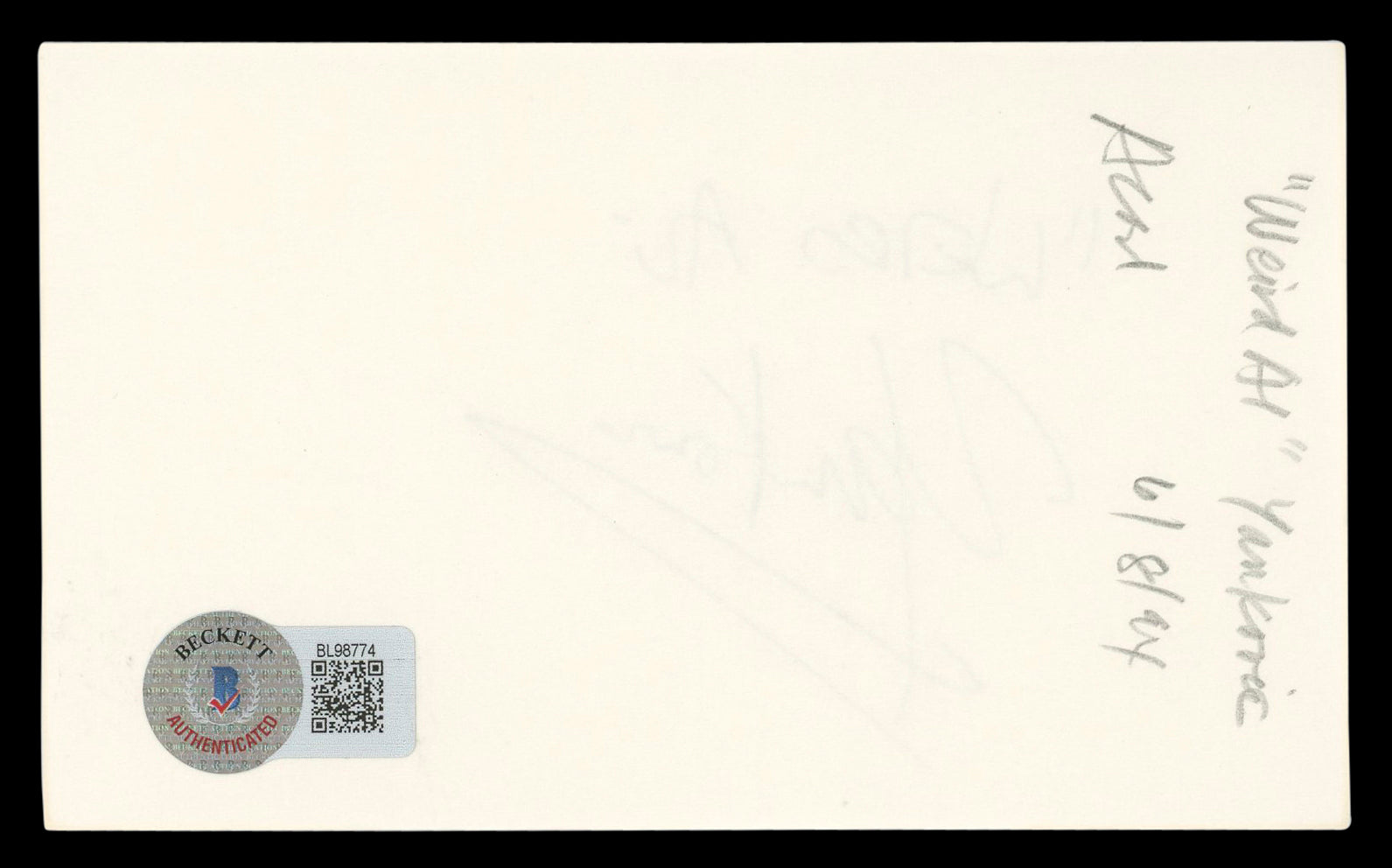 Weird Al Yankovic Musician Authentic Signed 3x5 Index Card BAS #BL98774