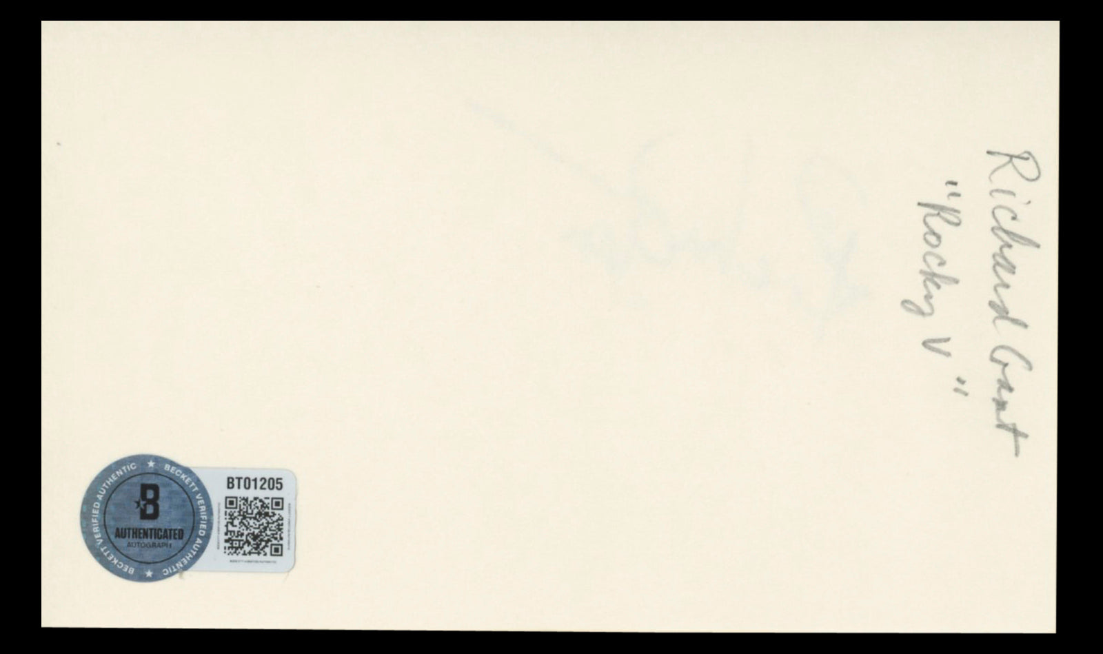 Richard Gant Rocky V Authentic Signed 3x5 Index Card Autographed BAS #BT01205