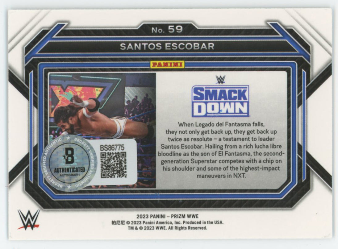 Santos Escobar WWE Authentic Signed 2023 Panini Prizm #59 Card BAS #BS86775