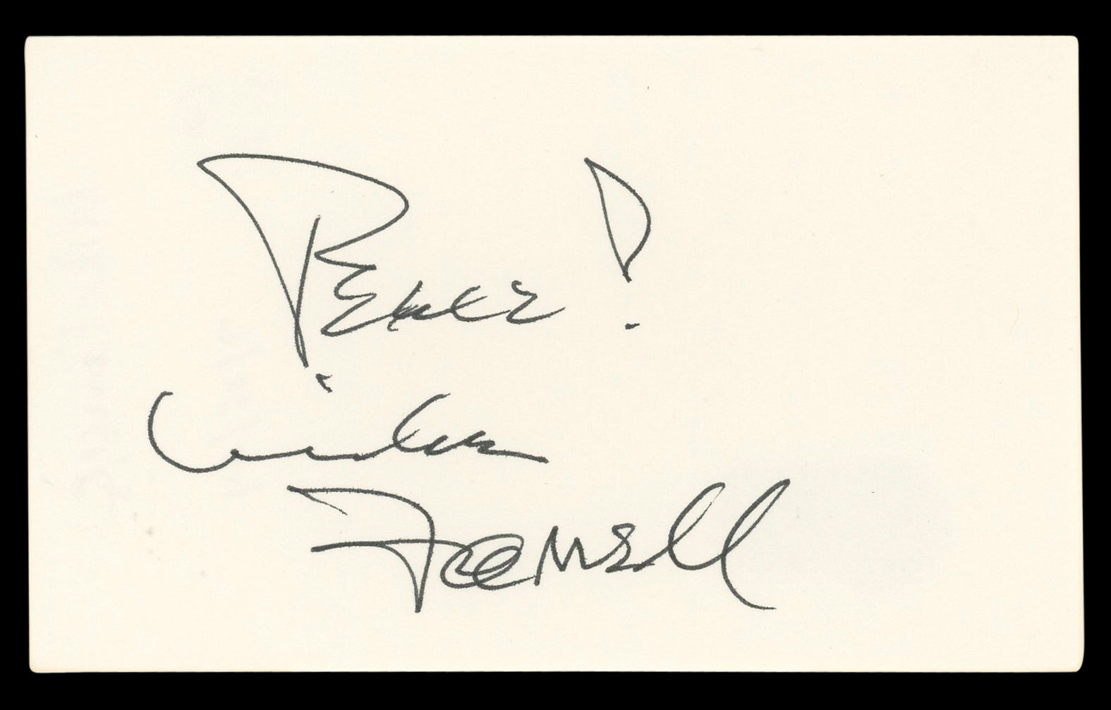 Mike Farrell M*A*S*H "Peace!" Authentic Signed 3x5 Index Card BAS #BL96777