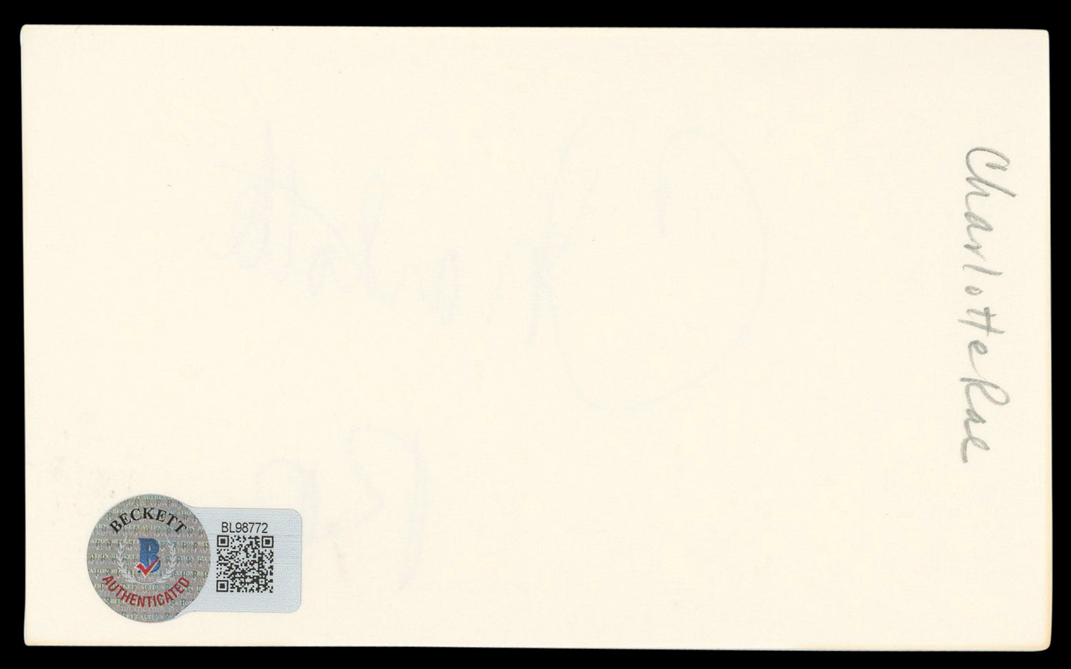 Charlotte Rae The Facts of Life Authentic Signed 3x5 Index Card BAS #BL98772