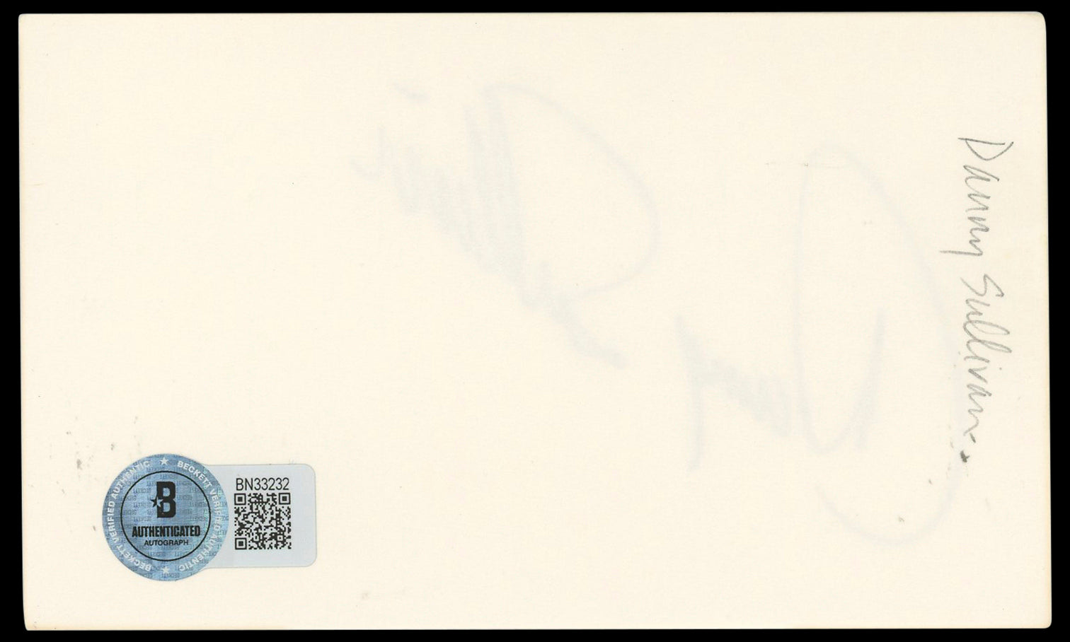 Danny Sullivan Authentic Signed 3x5 Index Card Autographed BAS #BN33232