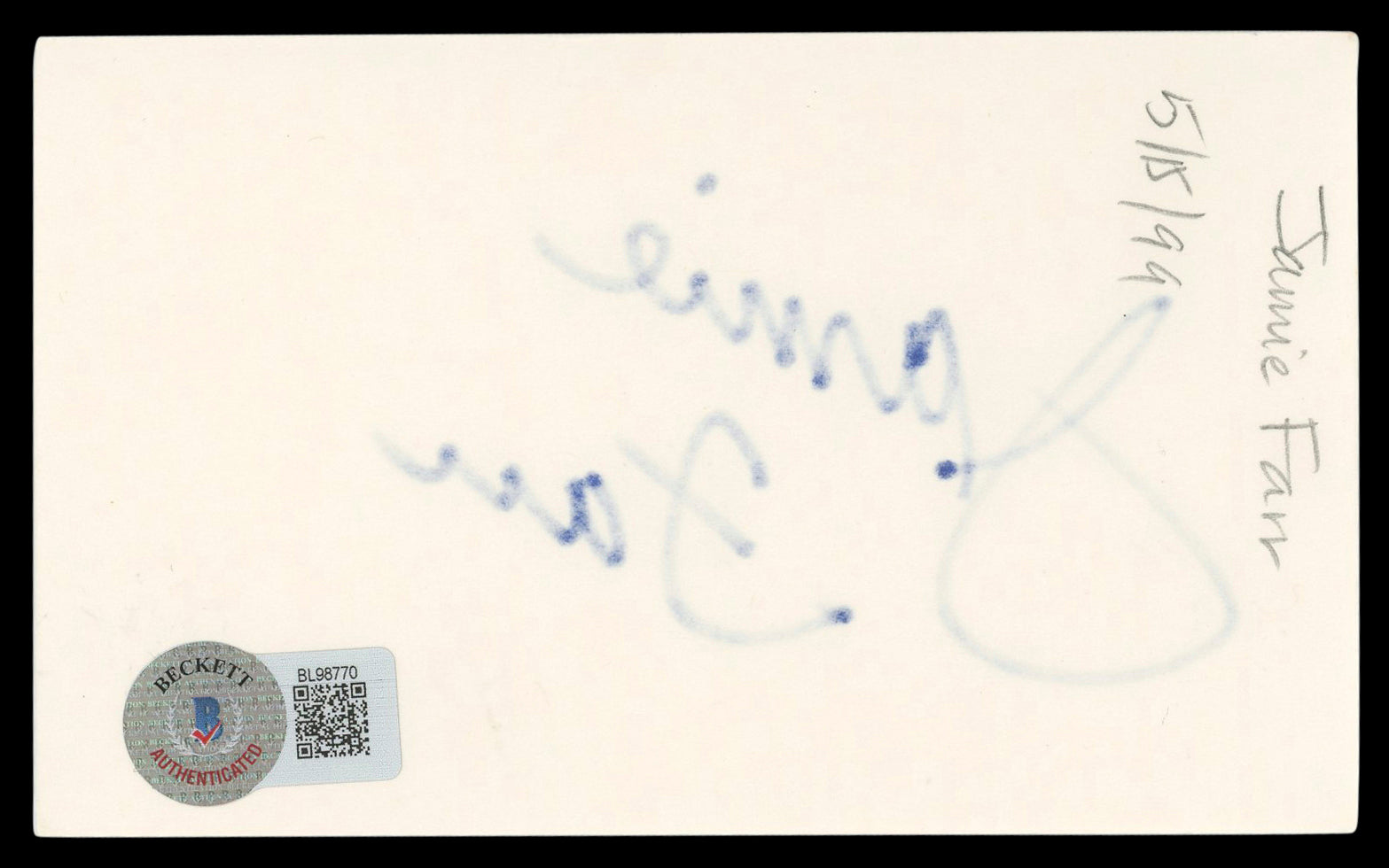 Jamie Farr M*A*S*H Authentic Signed 3x5 Index Card Autographed BAS #BL98770