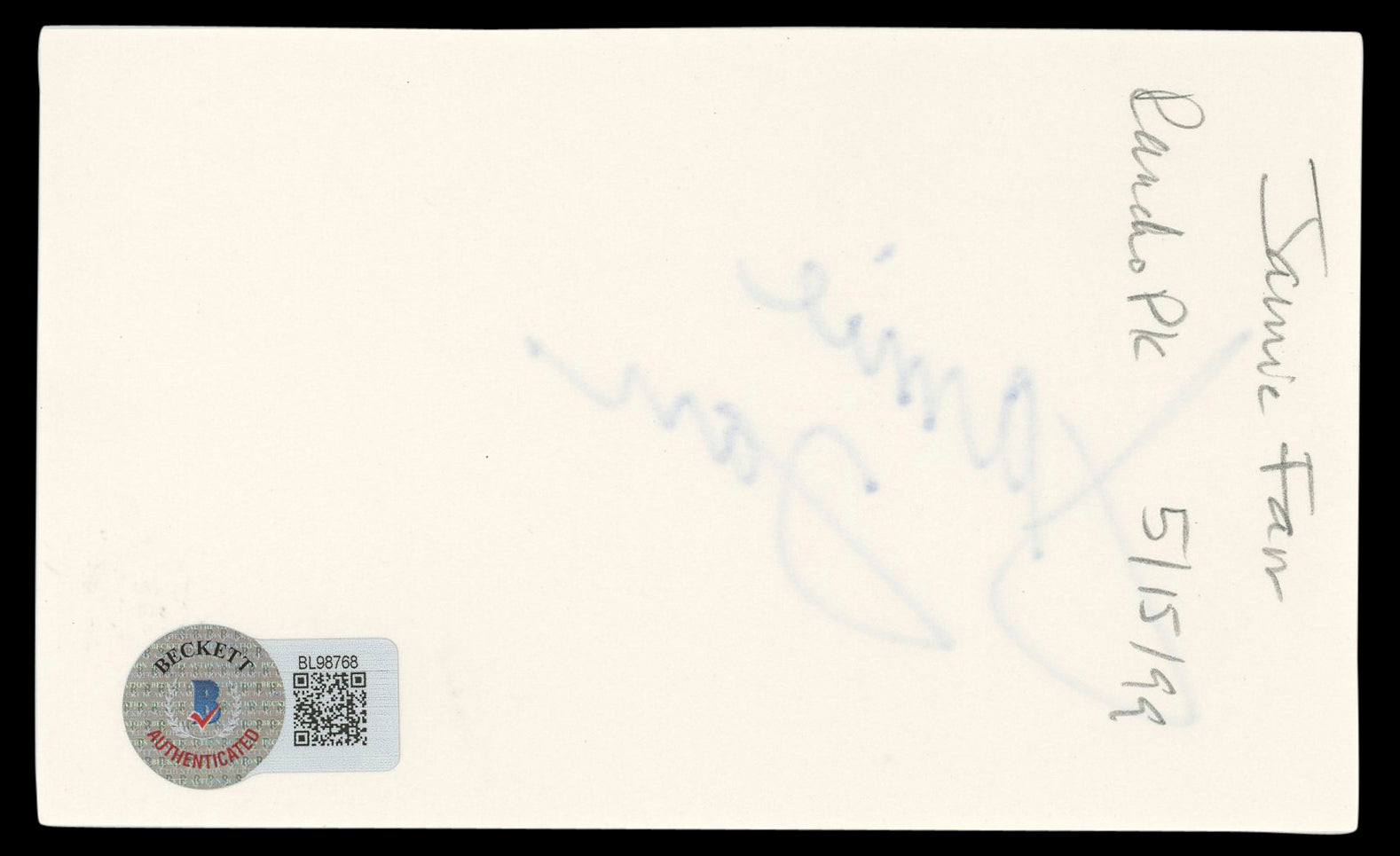 Jamie Farr M*A*S*H Authentic Signed 3x5 Index Card Autographed BAS #BL98768
