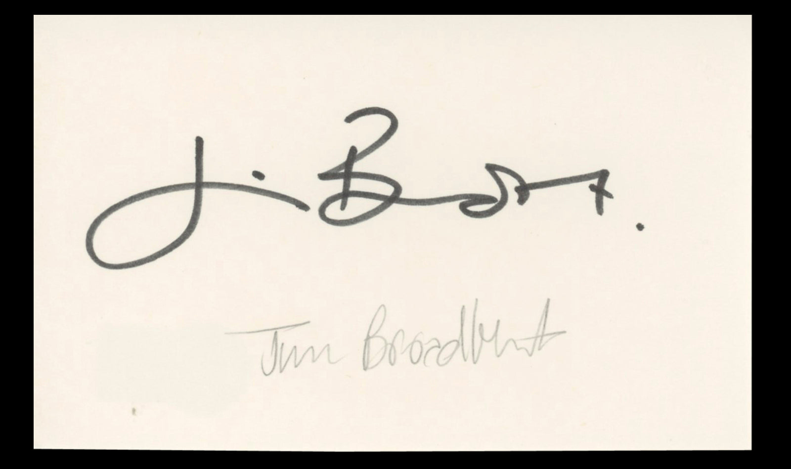 Jim Broadbent Life is Sweet Authentic Signed 3x5 Index Card BAS #BT02478