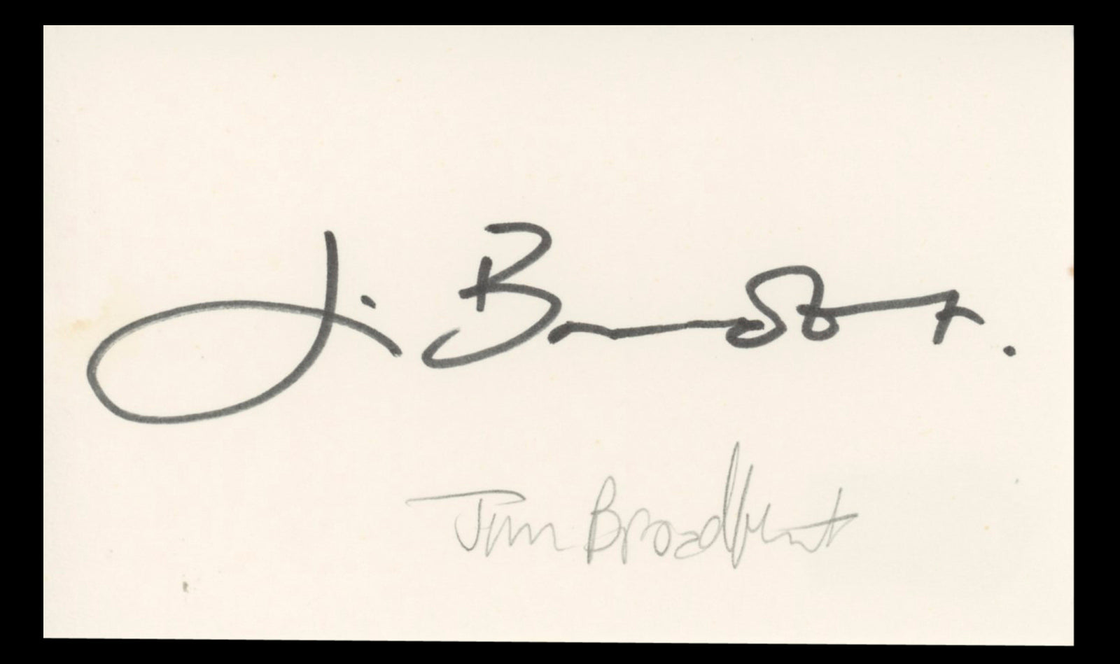 Jim Broadbent Life is Sweet Authentic Signed 3x5 Index Card BAS #BT02477
