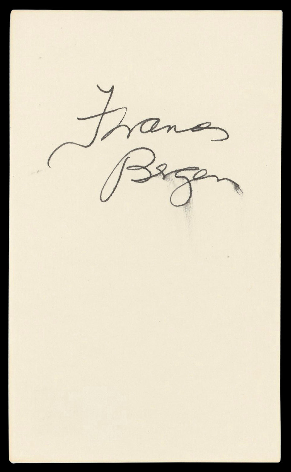 Frances Bergen  Yancy Derringer Authentic Signed 3x5 Index Card BAS #BM57157
