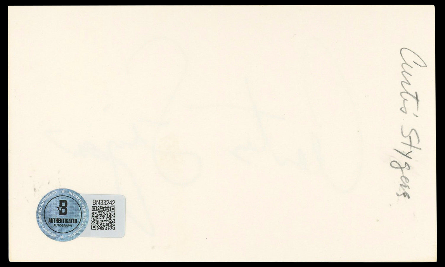 Curtis Stigers Authentic Signed 3x5 Index Card Autographed BAS #BN33242