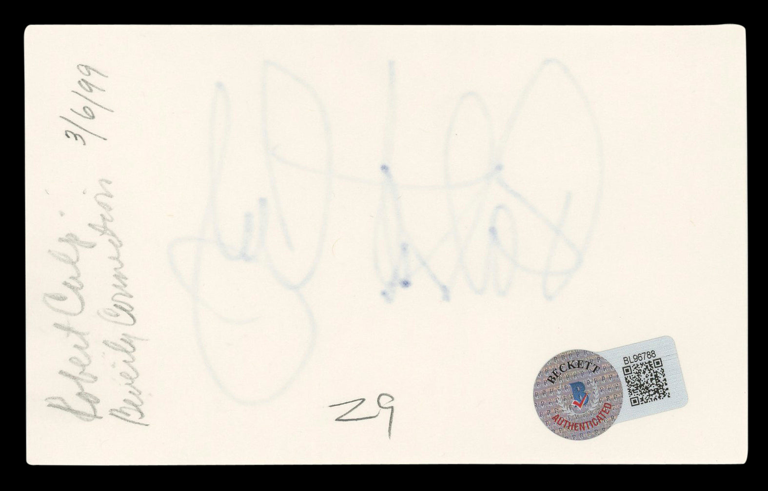 Robert Culp I Spy Authentic Signed 3x5 Index Card Autographed BAS #BL96788
