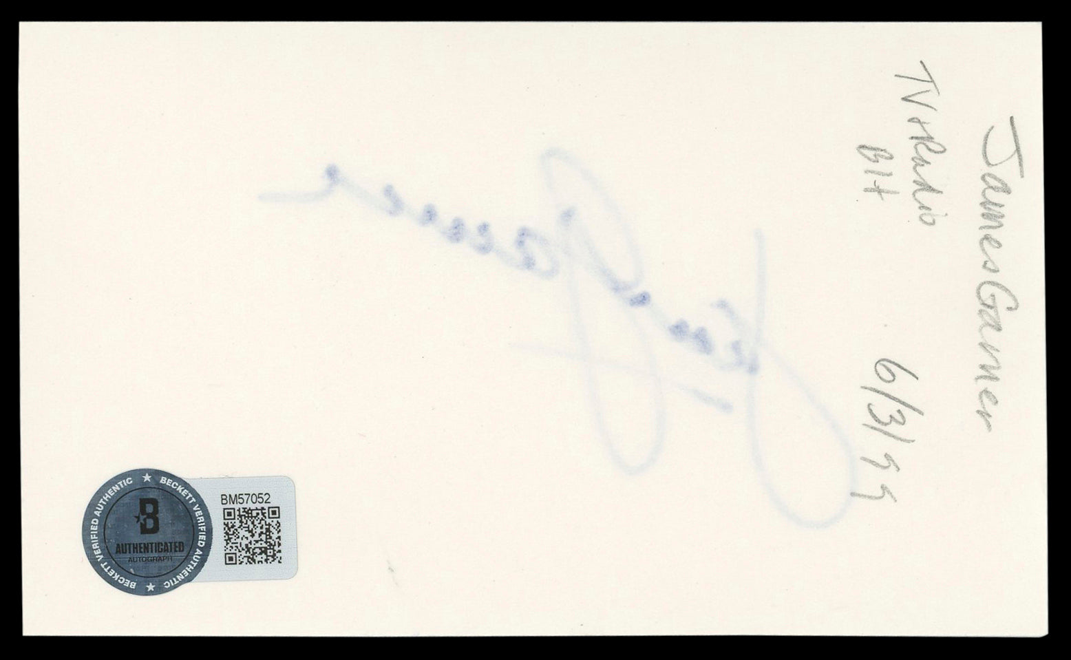 James Garner Maverick Authentic Signed 3x5 Index Card Autographed BAS #BM57052