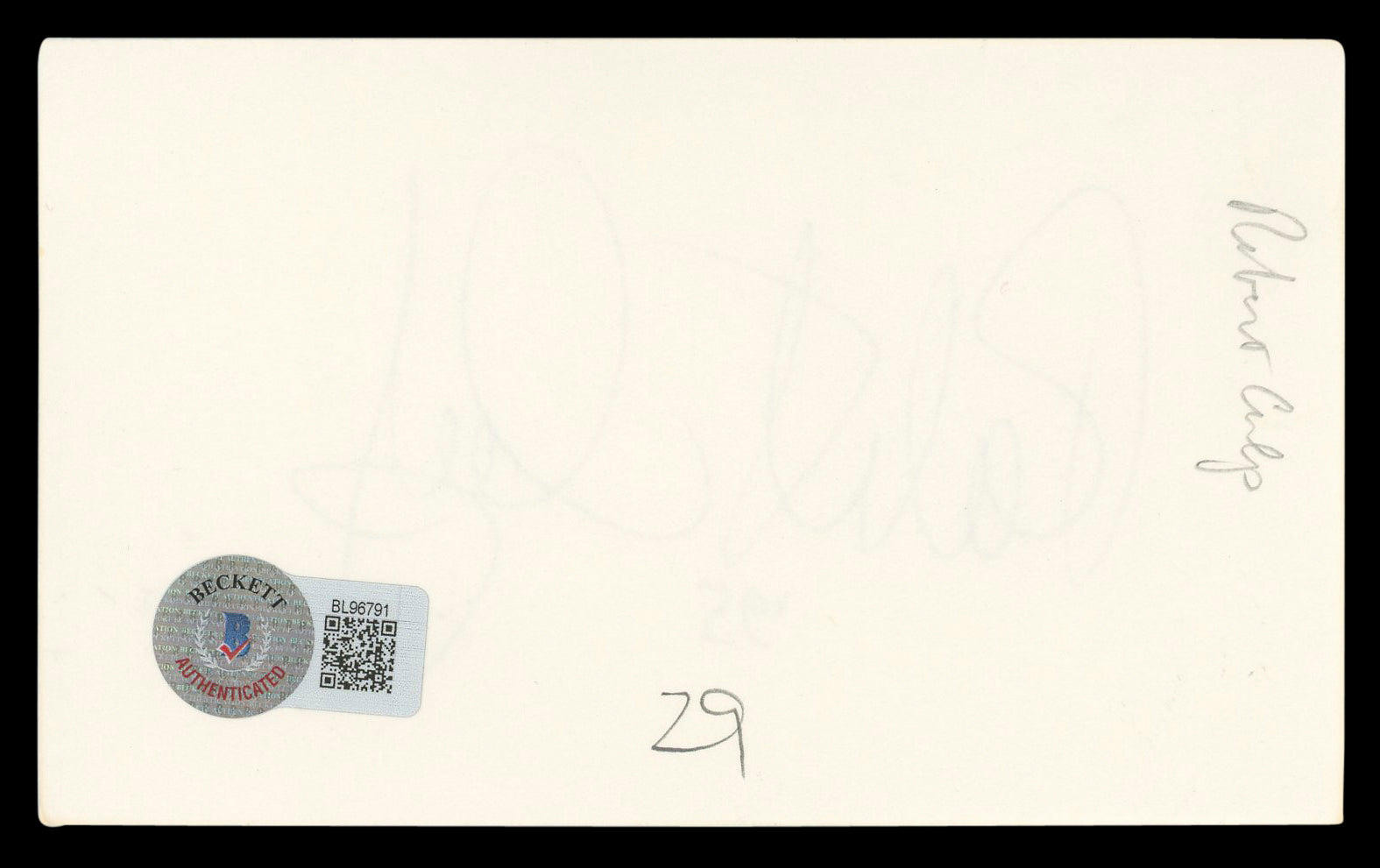 Robert Culp I Spy "95" Authentic Signed 3x5 Index Card Autographed BAS #BL96791