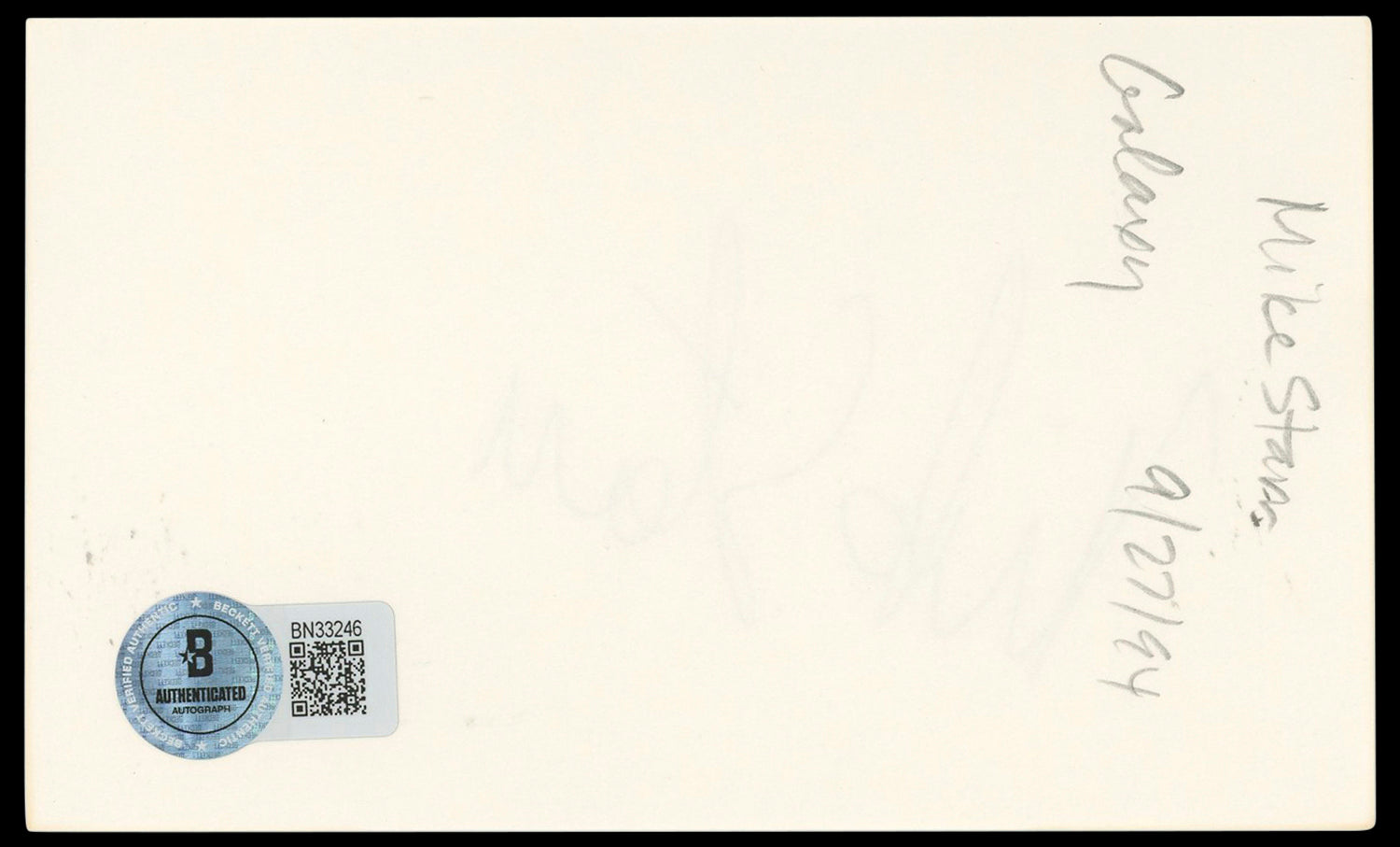 Mike Starr The Young and the Restless Signed 3x5 Index Card BAS #BN33246