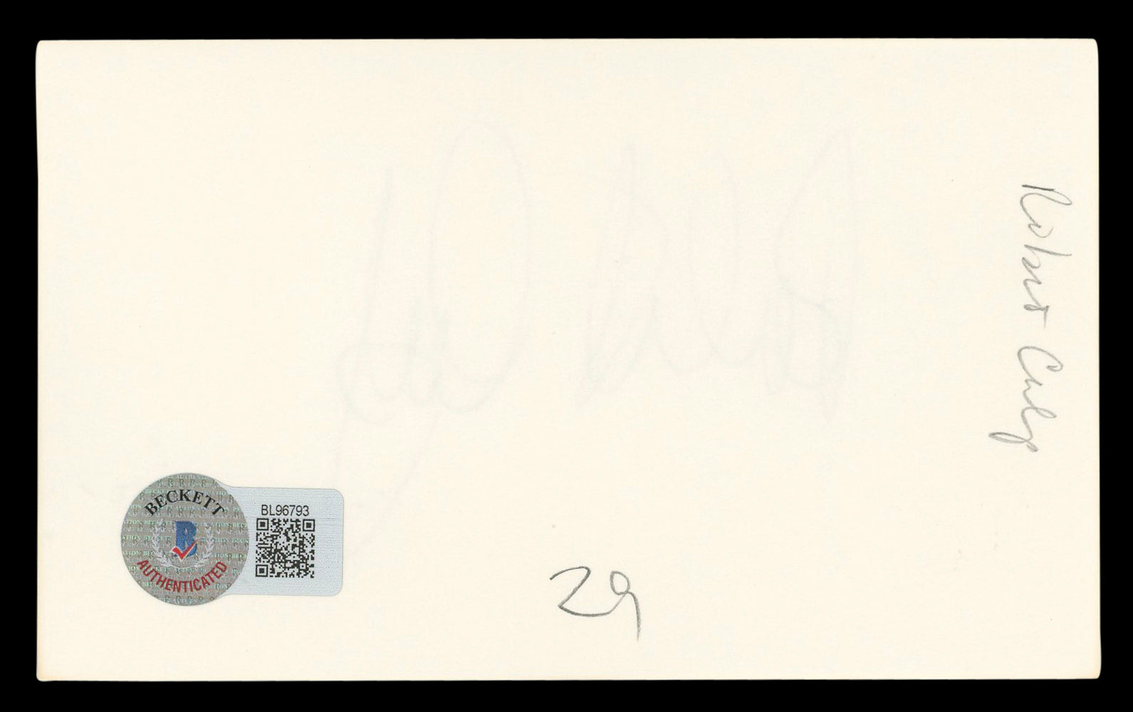 Robert Culp I Spy Authentic Signed 3x5 Index Card Autographed BAS #BL96793