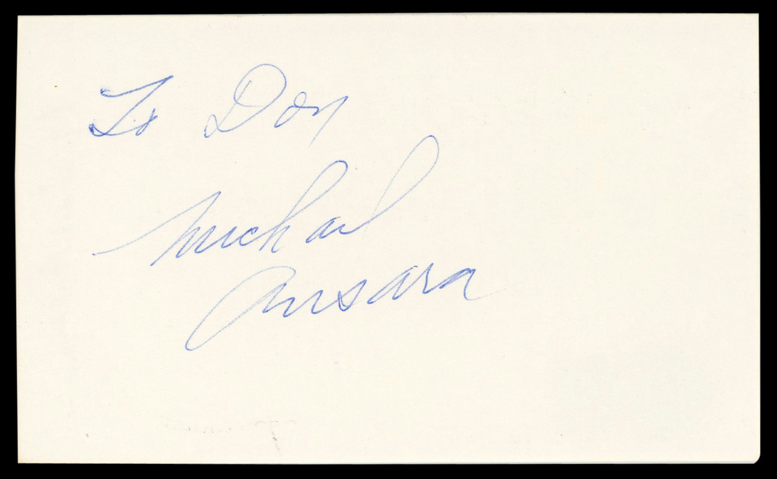 Michael Ansara Star Trek "To Don" Signed 3x5 Index Card Autographed BAS #BM57057