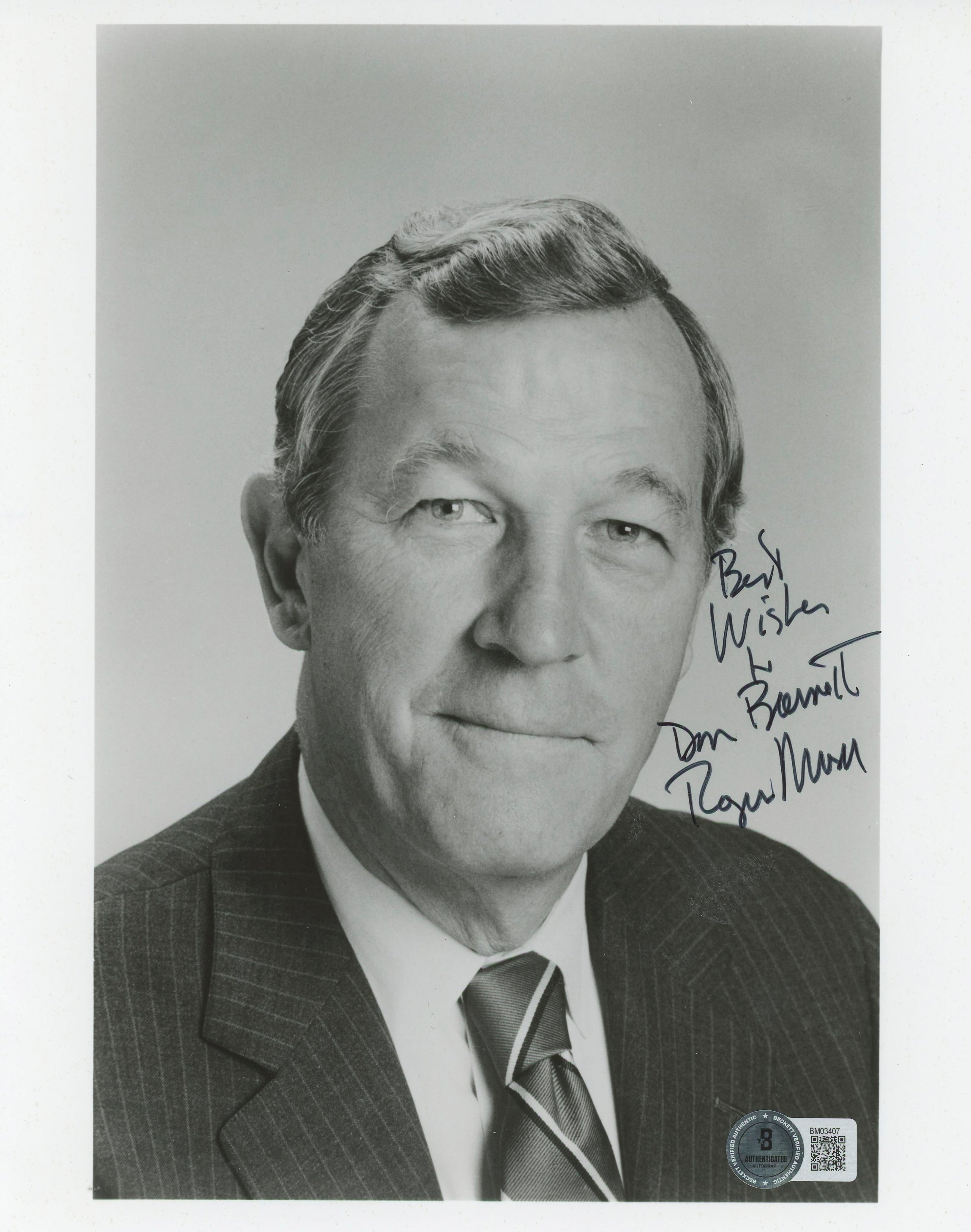 Roger Mudd CBS "Best Wishes" Authentic Signed 8x10 Photo BAS #BM03407