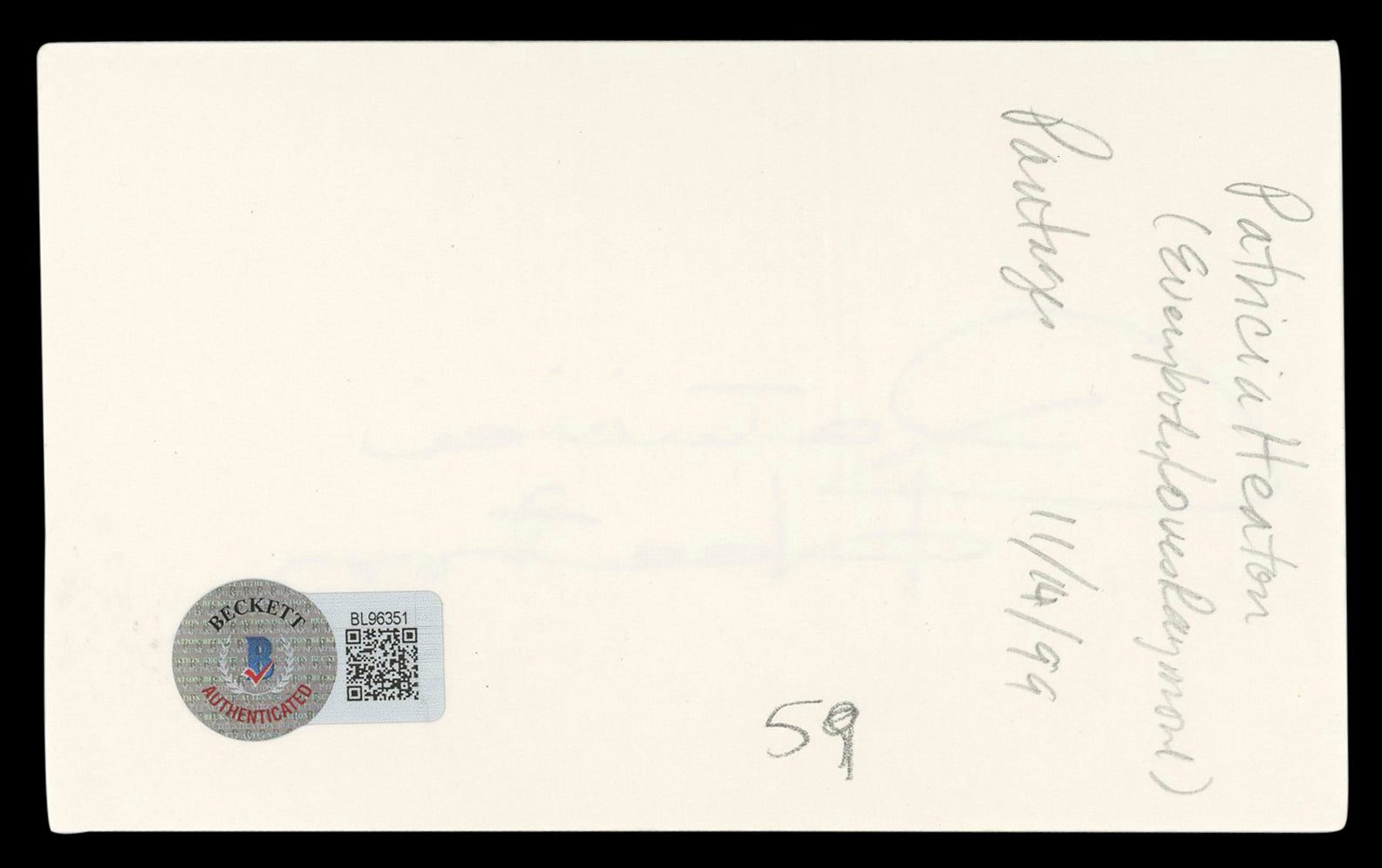 Patricia Heaton Everybody Loves Raymond Signed 3x5 Index Card BAS #BL96351