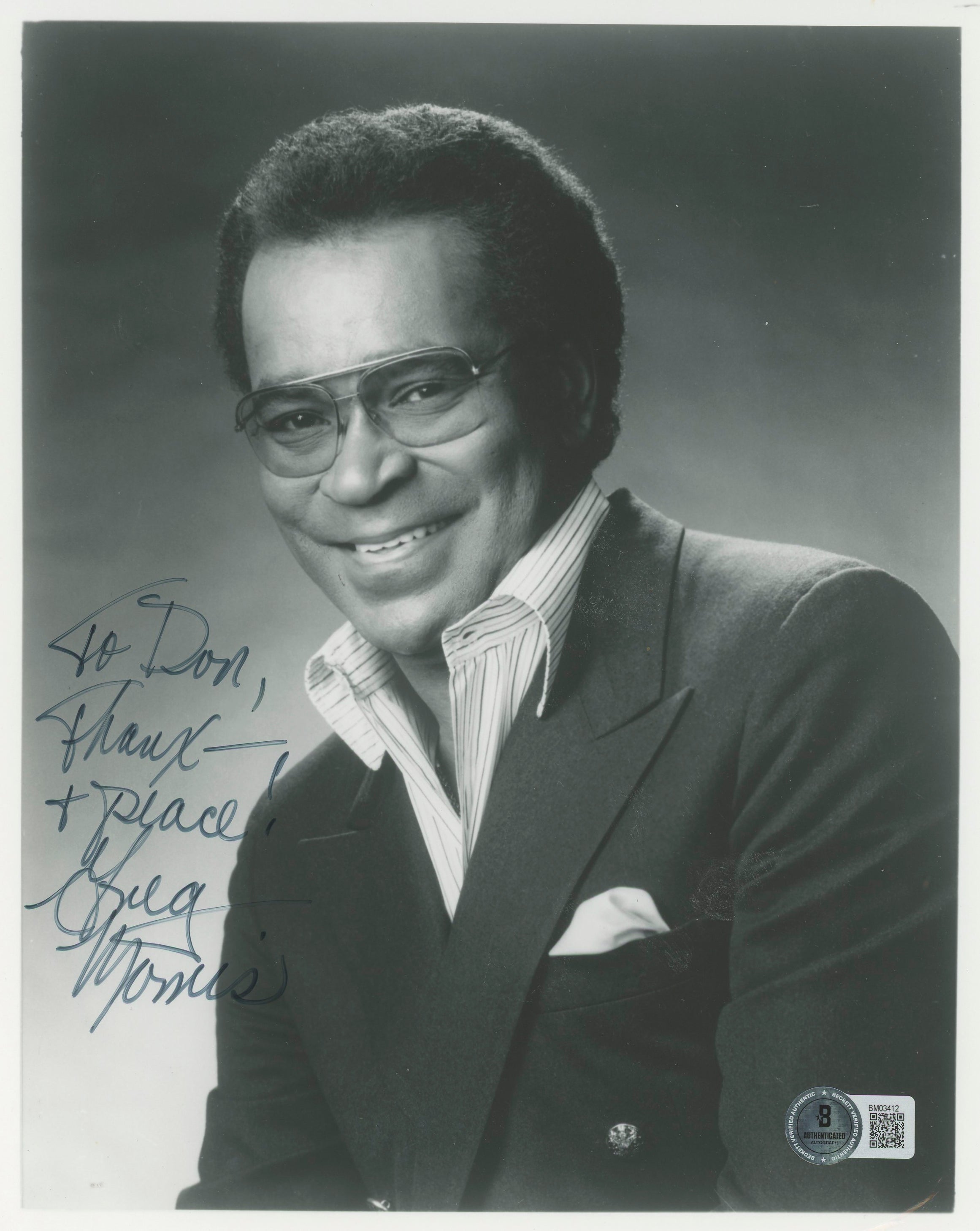 Greg Morris Mission: Impossible "Thanks & Peace" Signed 8x10 Photo BAS #BM03412