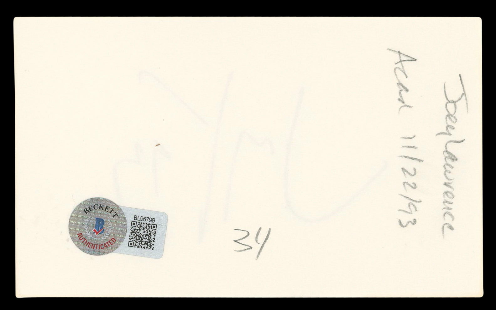 Joey Lawrence Melissa & Joey Authentic Signed 3x5 Index Card BAS #BL96799