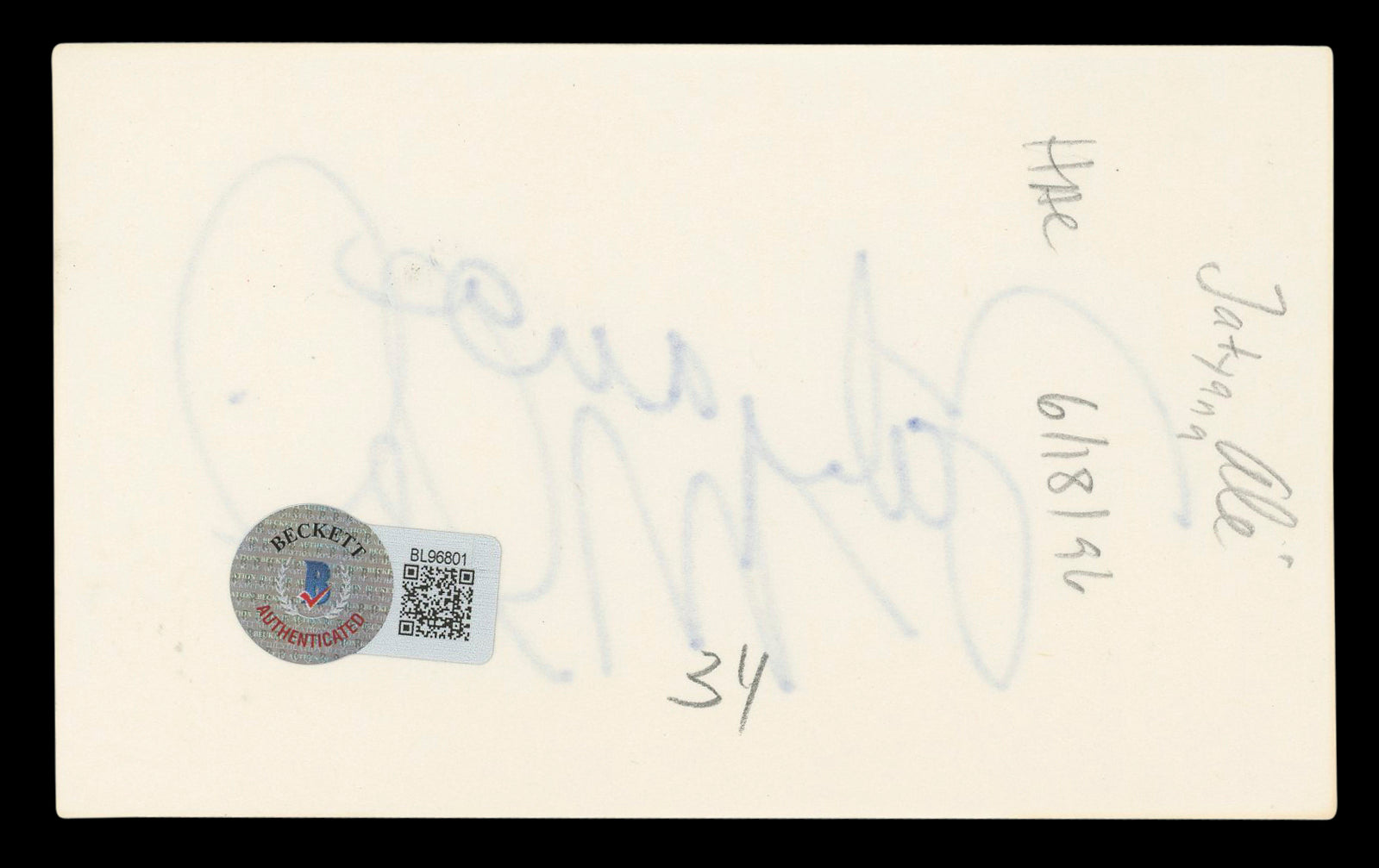 Tatyana Ali Fresh Prince of Bel-Air Authentic Signed 3x5 Index Card BAS #BL96801