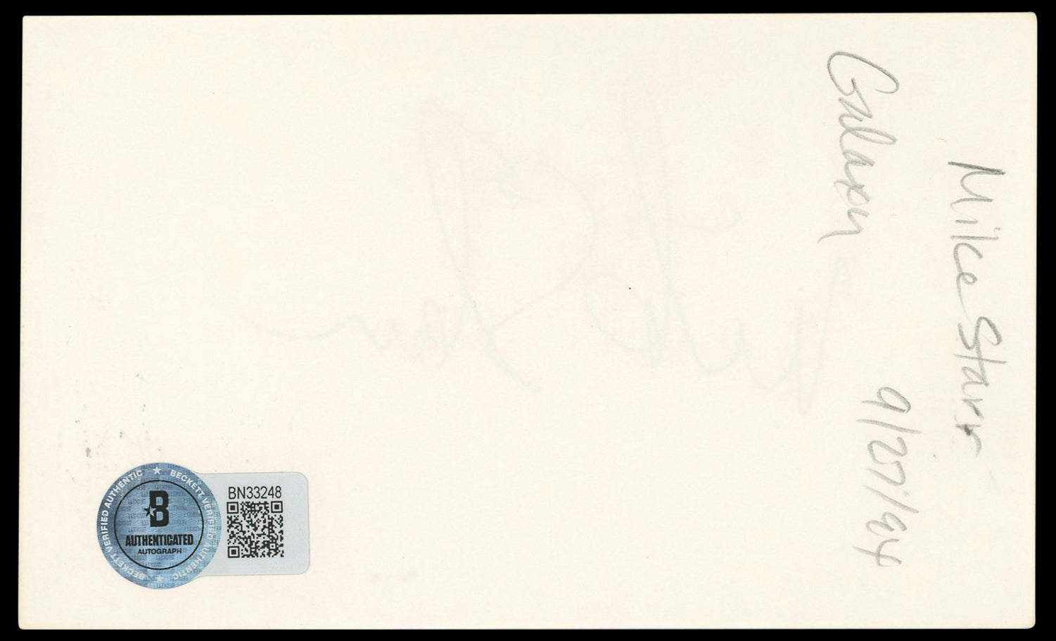 Mike Starr The Young and the Restless Signed 3x5 Index Card BAS #BN33248