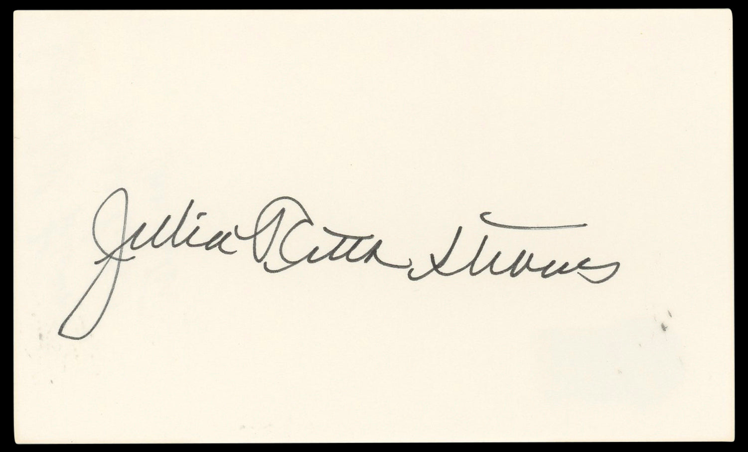 Julia Ruth Stevens Authentic Signed 3x5 Index Card Autographed BAS #BN33262