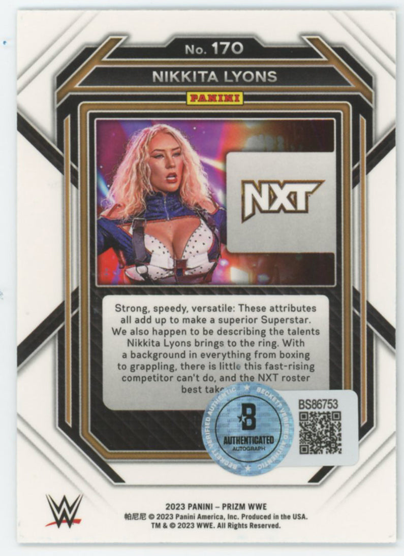 Nikkita Lyons WWE Authentic Signed 2023 Panini Prizm #170 Card BAS #BS86753