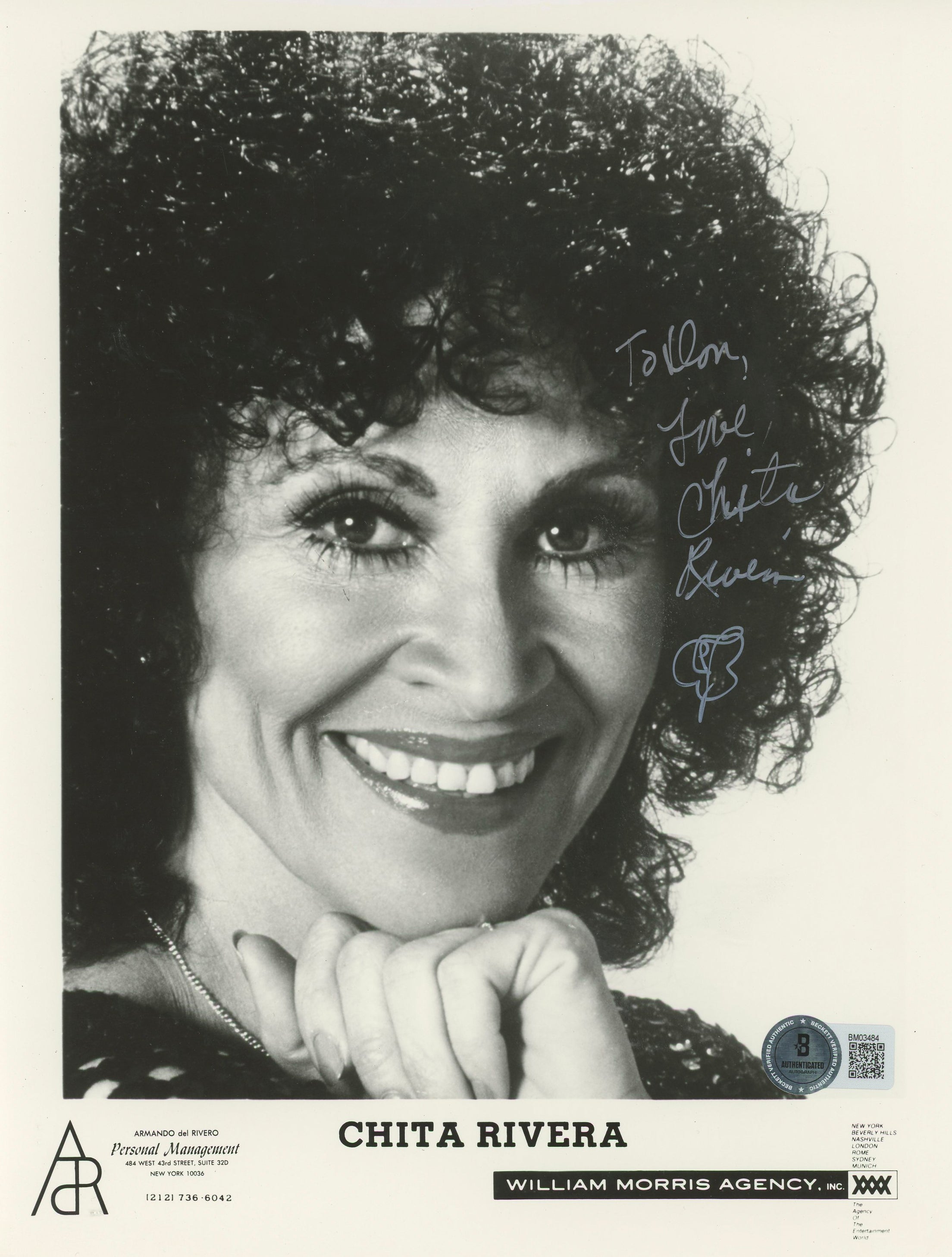 Chita Rivera Chicago "Love" Authentic Signed 8x10 Photo Autographed BAS #BM03484