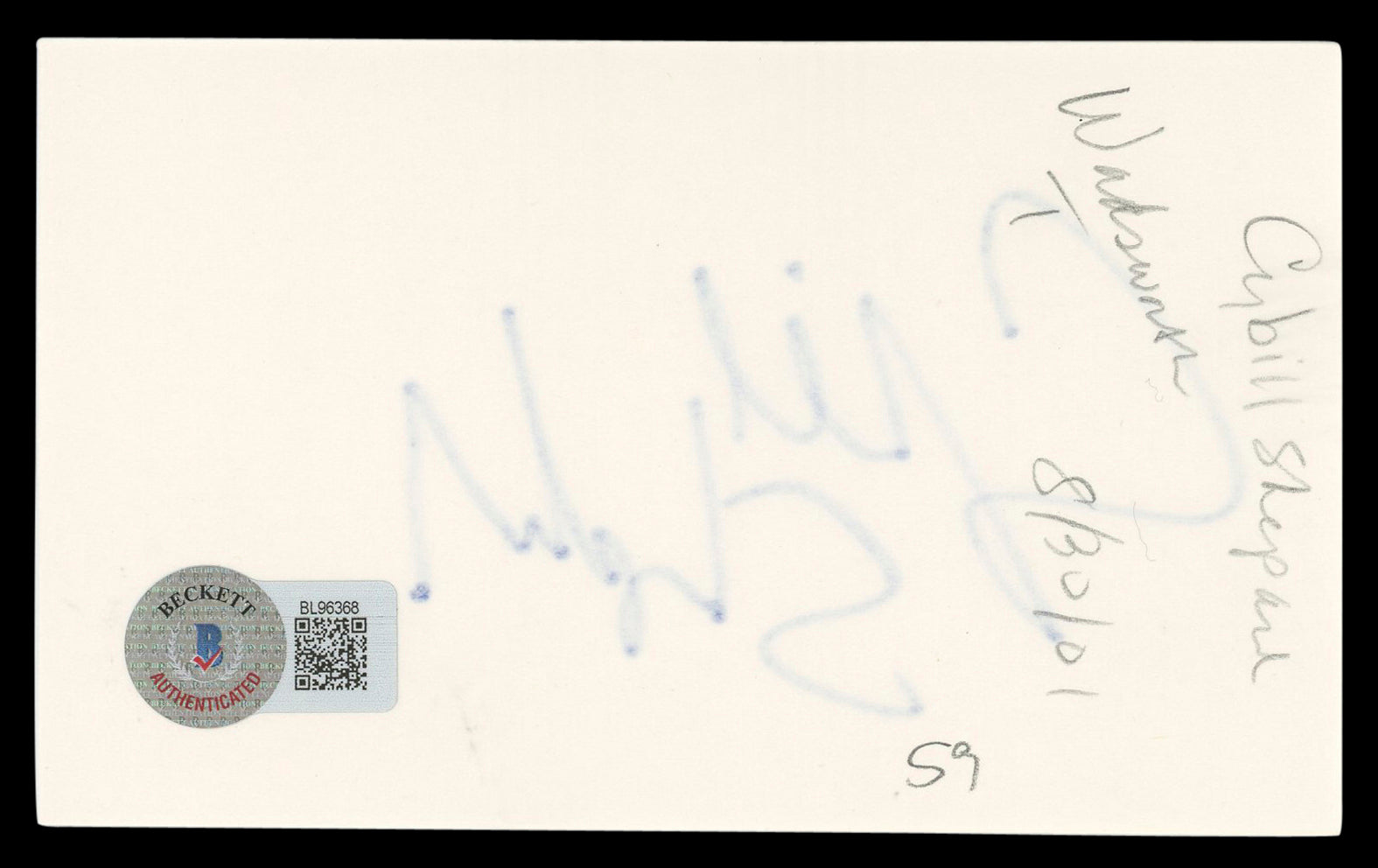 Cybill Shepherd The Last Picture Show Signed 3x5 Index Card BAS #BL96368