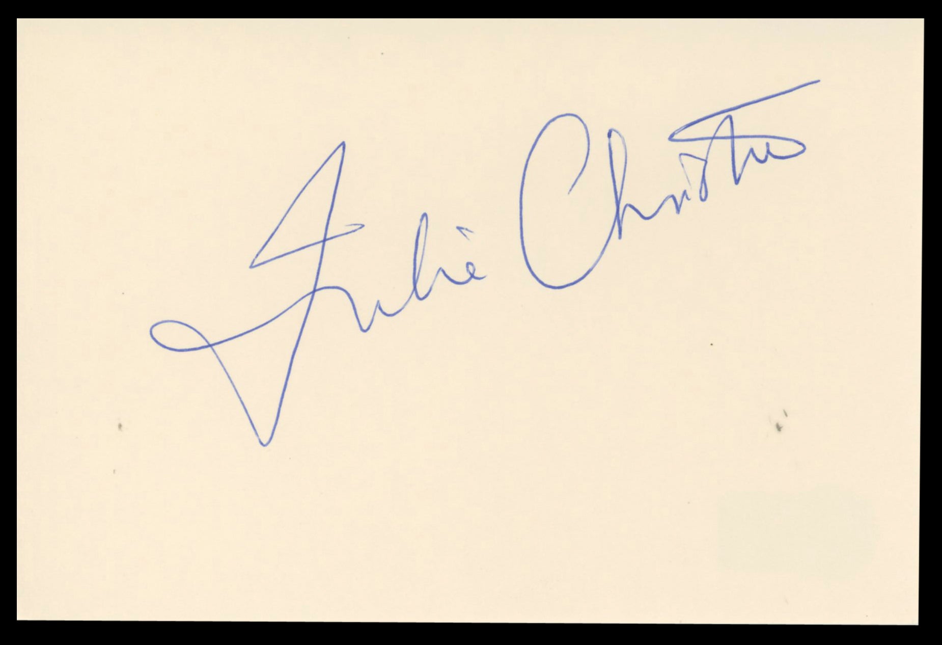 Julie Christie Doctor Zhivago Authentic Signed 4x6 Index Card BAS #BT02446