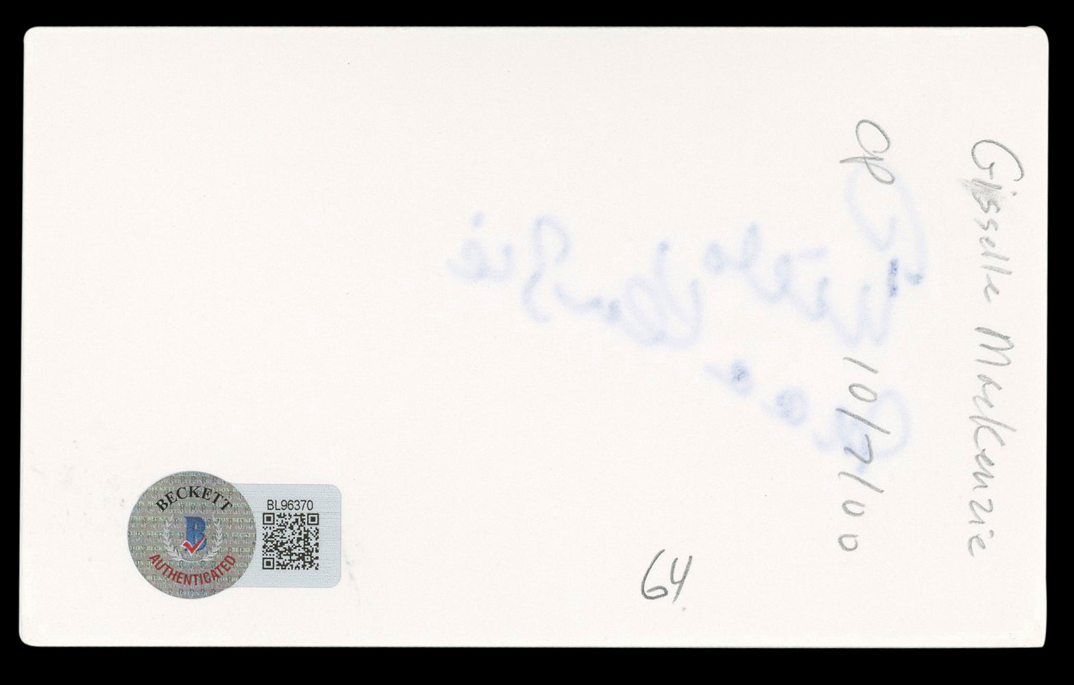 Gisele MacKenzie Your Hit Parade Authentic Signed 3x5 Index Card BAS #BL96370
