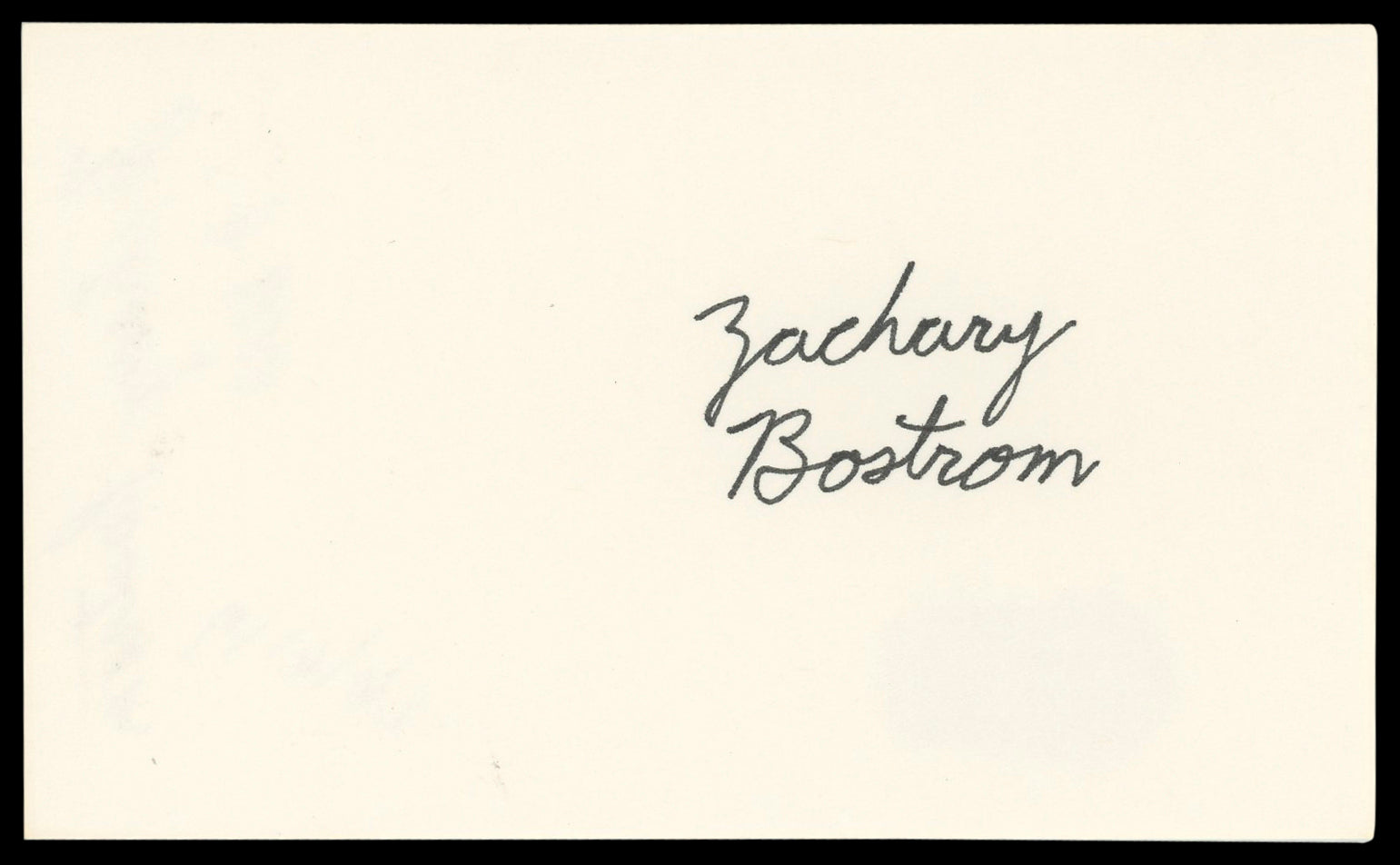 Zachary Bostrom Harry and the Hendersons Signed 3x5 Index Card BAS #AD70426