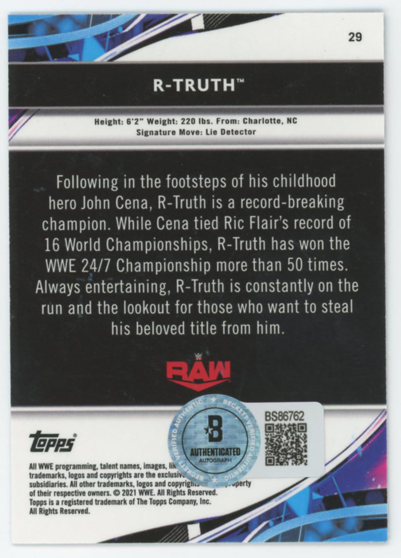 R-Truth WWE Authentic Signed 2021 Topps #29 Card BAS #BS86762