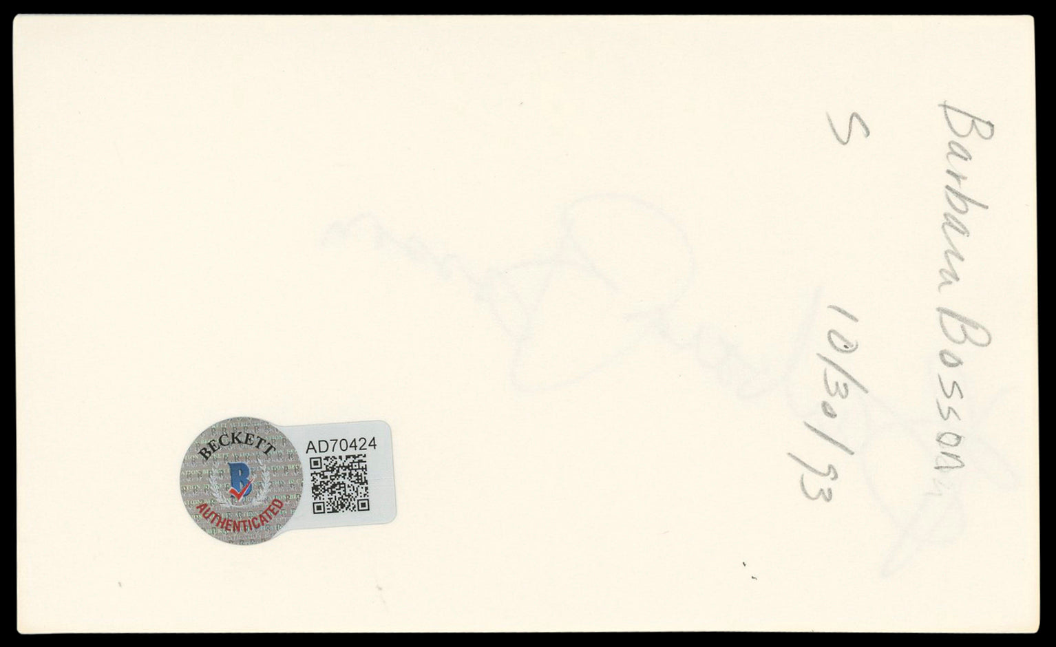 Barbara Bosson Hill Street Blues Signed 3x5 Index Card Autographed BAS #AD70424