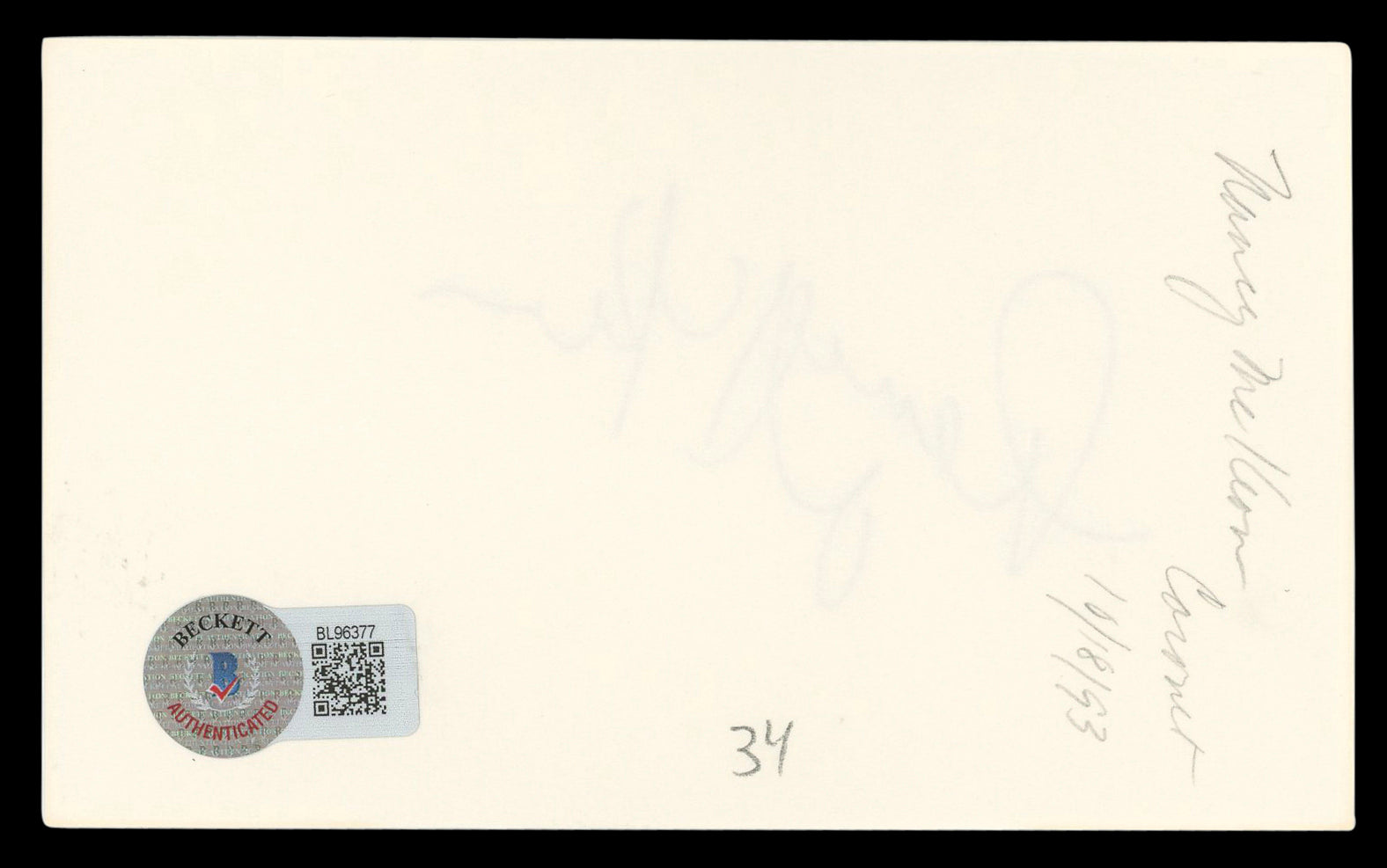 Nancy McKeon The Facts of Life Authentic Signed 3x5 Index Card BAS #BL96377