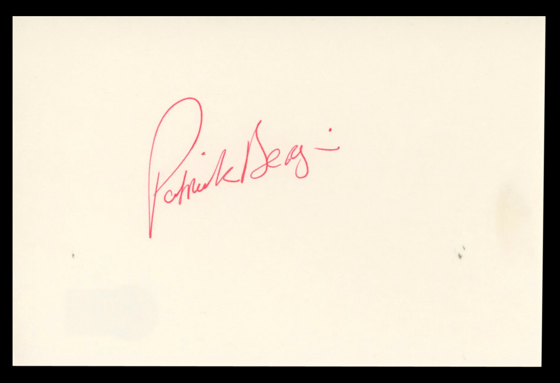Patrick Bergin Robin Hood Authentic Signed 4x6 Index Card BAS #BT02513